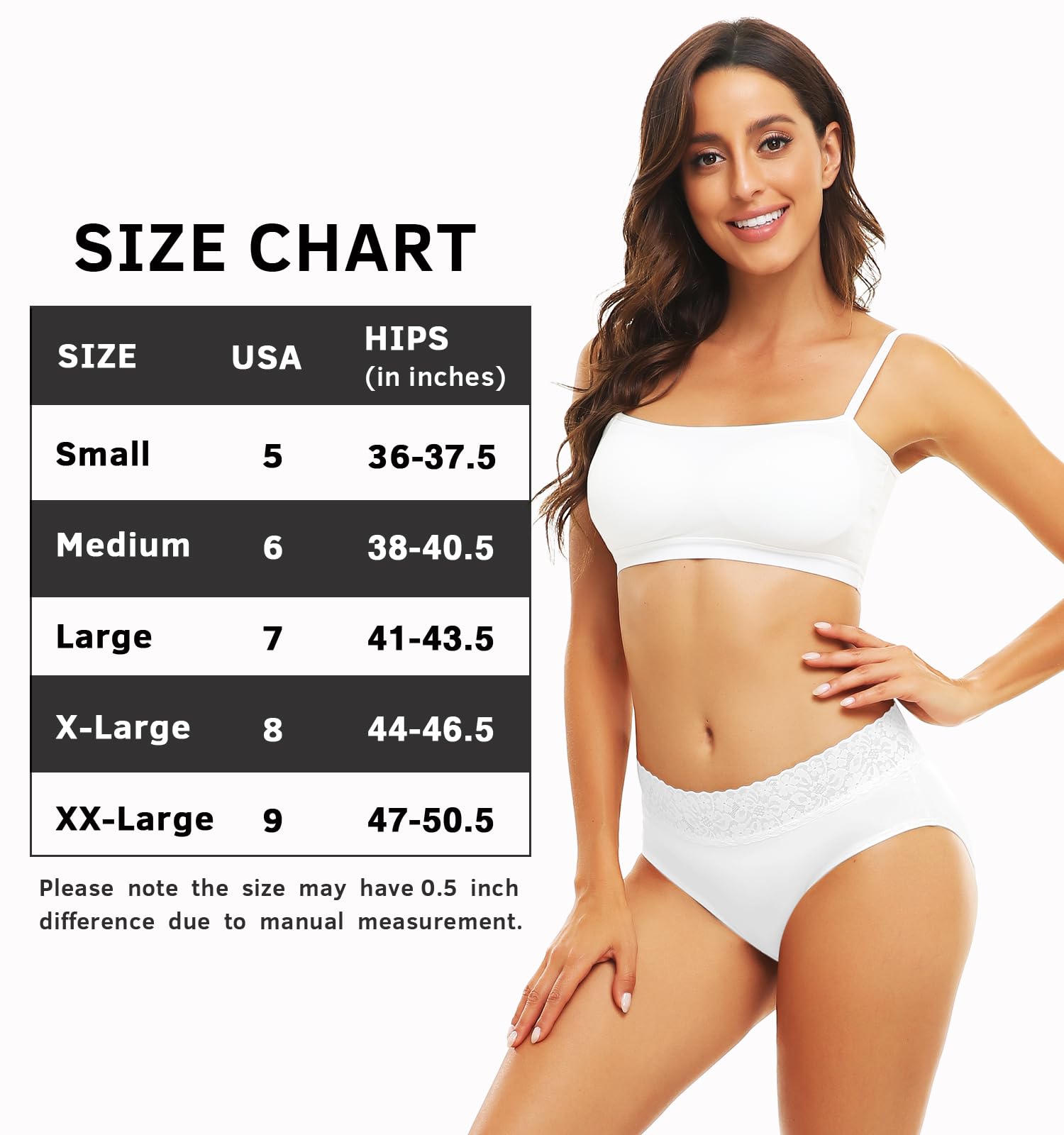 Wealurre Bragas Mujer Algodon y Encaje Braguitas Cintura Media Suaves y Cómodas Ropa Interior Pack de 5