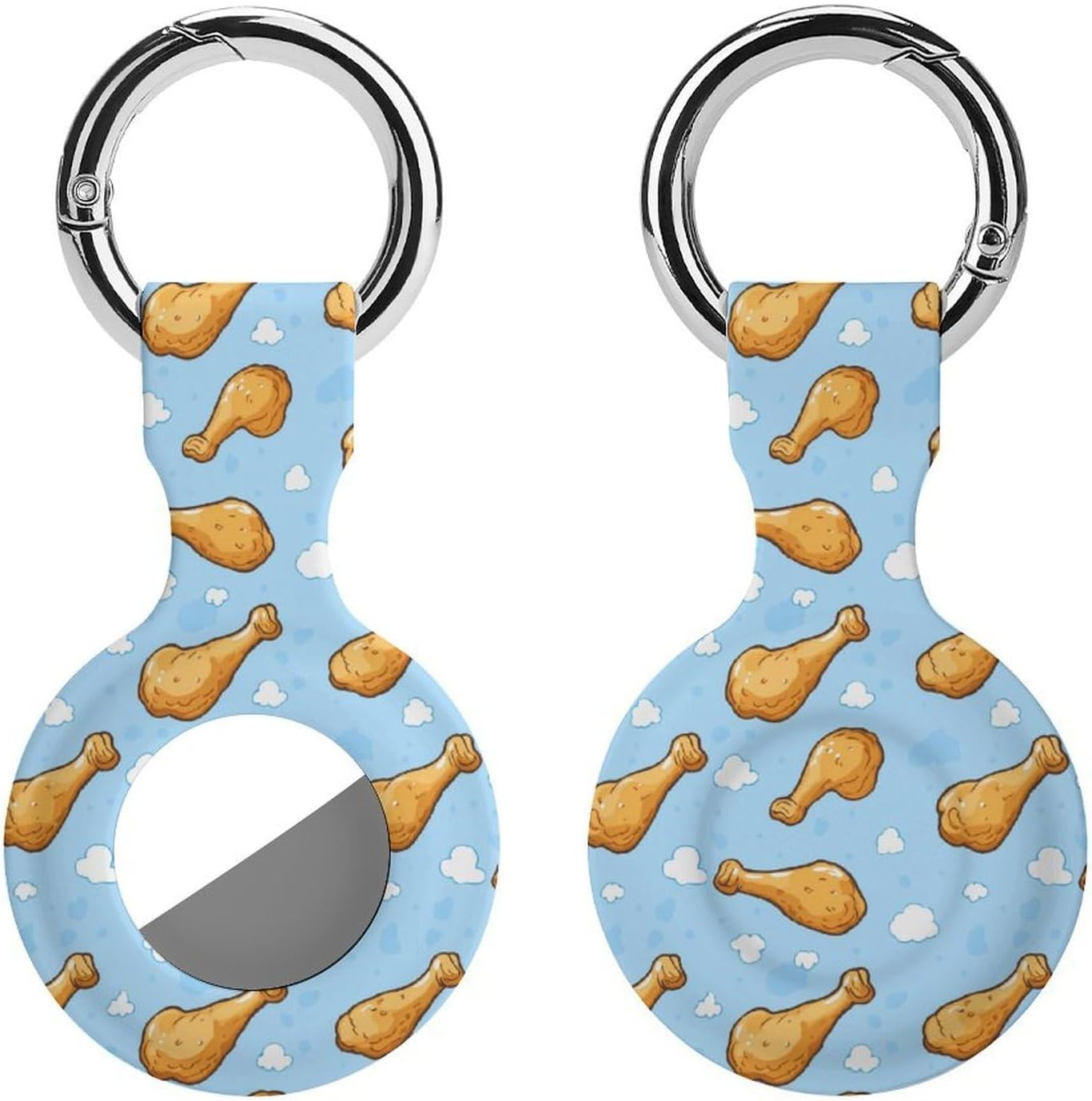 Fried Chicken Legs Sky Cloud Funny Cover Compatible with AirTag Case Protector GPS Tracker Holder with Keychain