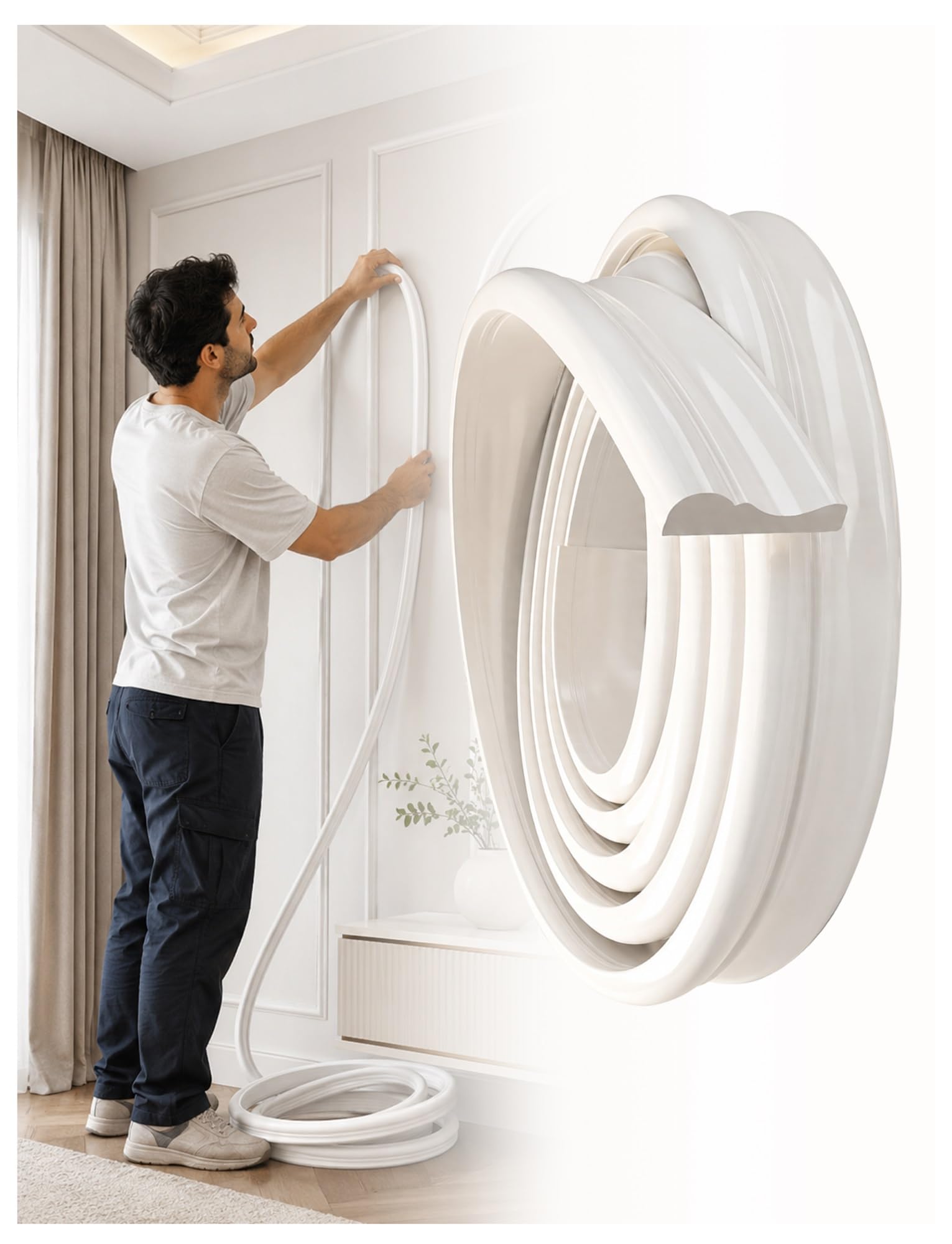 Moldura de pared PVC flexible para tapar grietas en esquinas