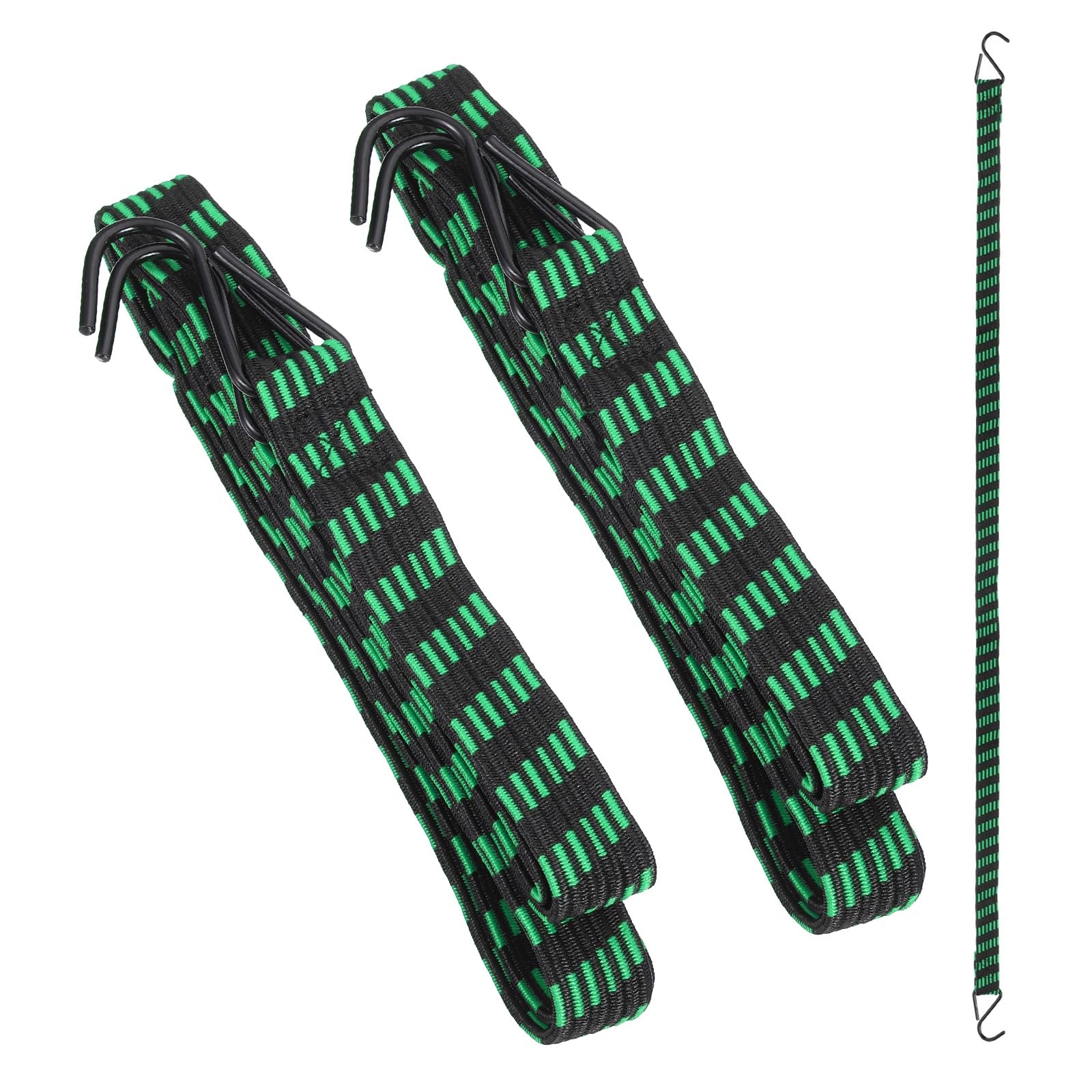 PATIKIL 1.7m Bungee Cords with Hook, 2Pcs Heavy Duty Outdoor Elastic Bungee Straps for Securing Luggage Moving Cargo, Green