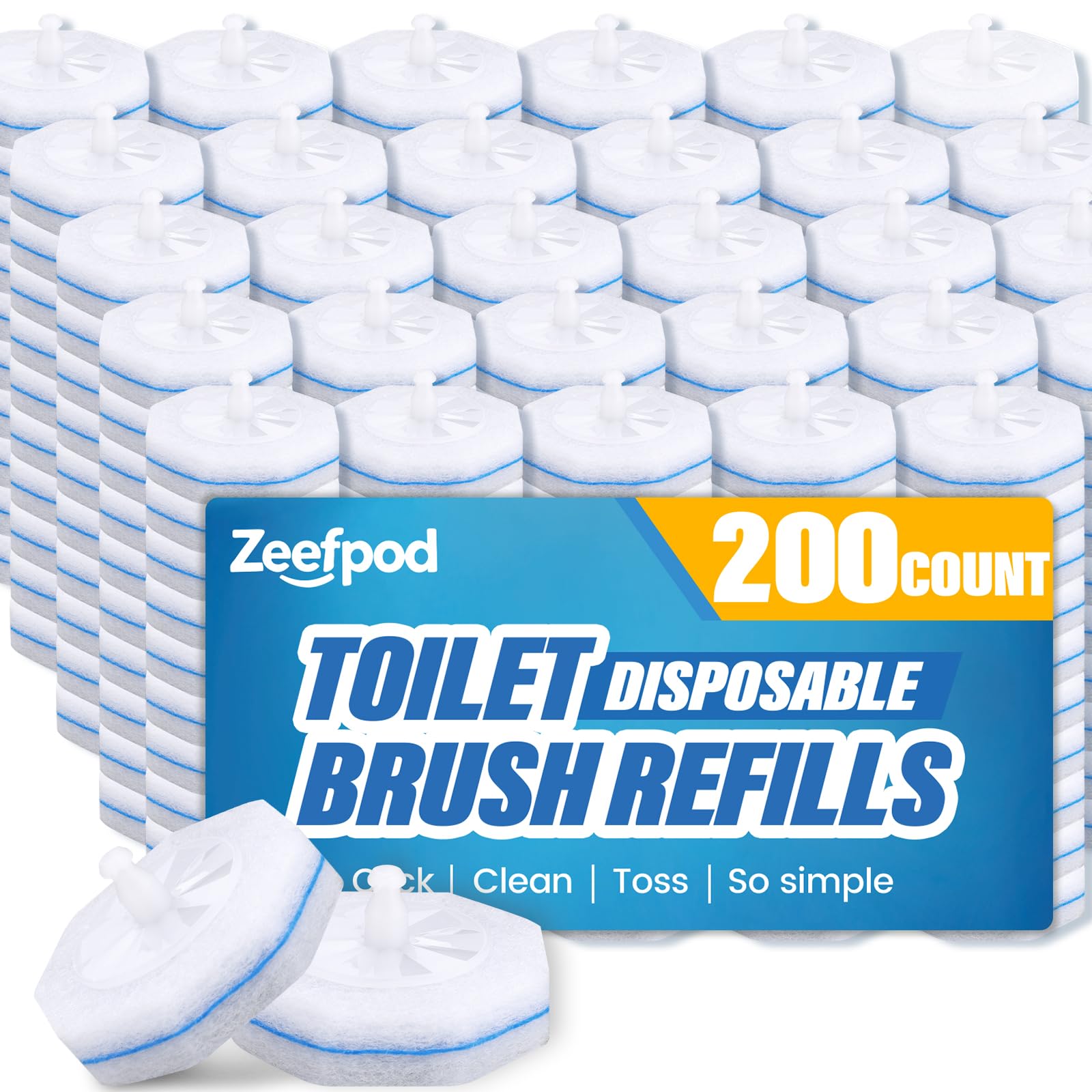 Einweg-Toilettenbürste, 200 Stück, kompatibel mit den meisten WC-Bürsten, kein Auseinanderfallen, frischer Duft, 4 x Reinigungskraft, Badezimmerreinigung.