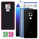Back Glass Replacement for Huawei Mate 20 Back Cover Rear Housing with Camera Lens + Repair Tool Kit Genuine Rear Glass (Black)