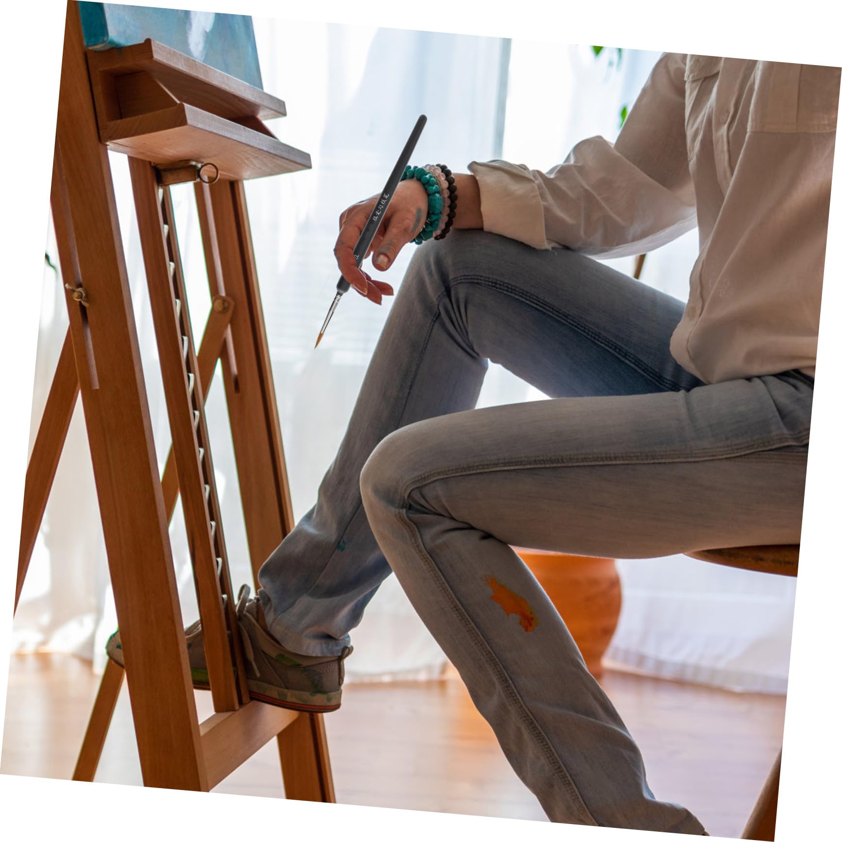Homoyoyo Juego de 6 Pinceles para Acuarela de Pelo de Comadreja, Ligeros Plástico, Ideales para Estudiantes en Pintura Artística y Dibujo Detallado