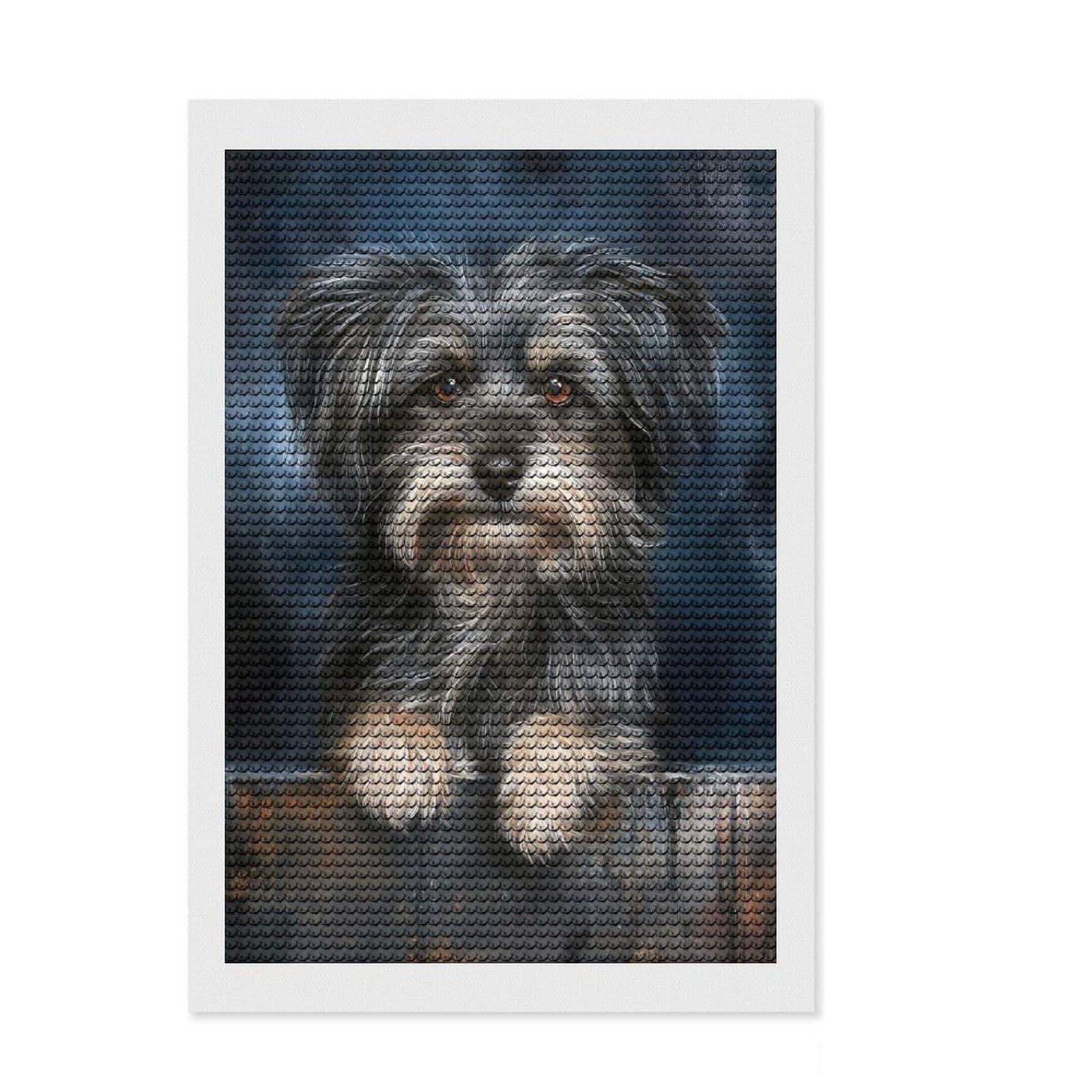 Junmoney Portrait of A Dog Round Drill Diamond Painting 8"x12", Relaxing DIY Hobby, Sparkling Round Gems, Modern Decor, for Adults