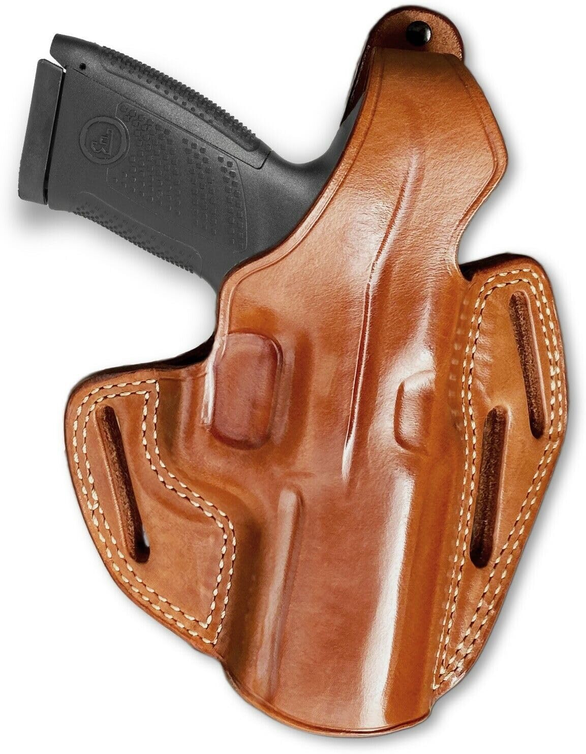 Premium Leather Three Slot OWB Pancake Holster with Thumb Break fits, SAR Arms SAR K2 45, 4.5" BBL, Right Hand Draw, Brown Color #1090#