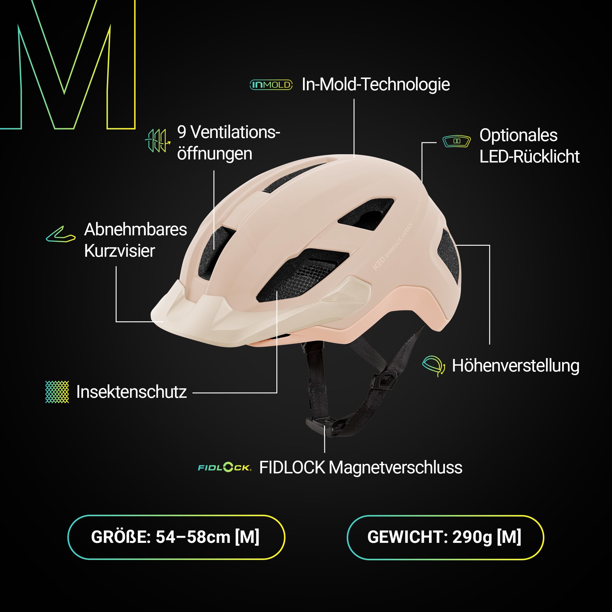 KED Embrace Urban UF-1 Unisex Fahrradhelm – Stylischer Urban Helm Mit In-Mold Technologie Für Alltag, Pendeln Und Freizeit
