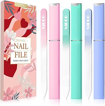 Nail File Glass Nail File 3 Pack Premium Glass Nail File with Case Crystal Nail File Professional Salon Manicure Tool for Natural Nails Stocking Fillers for Women and Girls