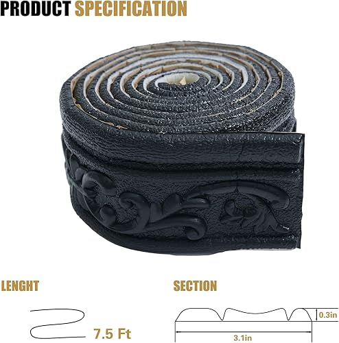 Vista 54 de WAPANE Moldura de espuma autoadhesiva de 90 x 3.1 pulgadas, borde de papel tapiz de moldura de corona, líneas de bordes de pared 3D, base de pared