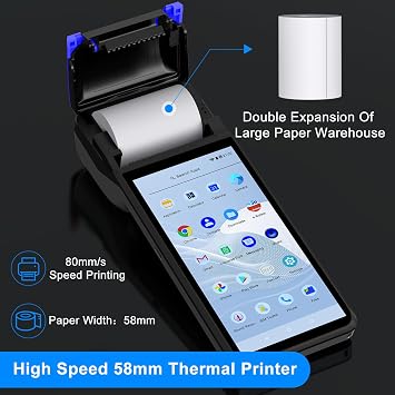 symcode POS PDA Mobile POS Machine Terminal Thermal Receipt Printer 5.99 High Resolution and Clear Touch Screen Handheld PDA Printer Android 8.1 OS Built-in Google Play and NFC