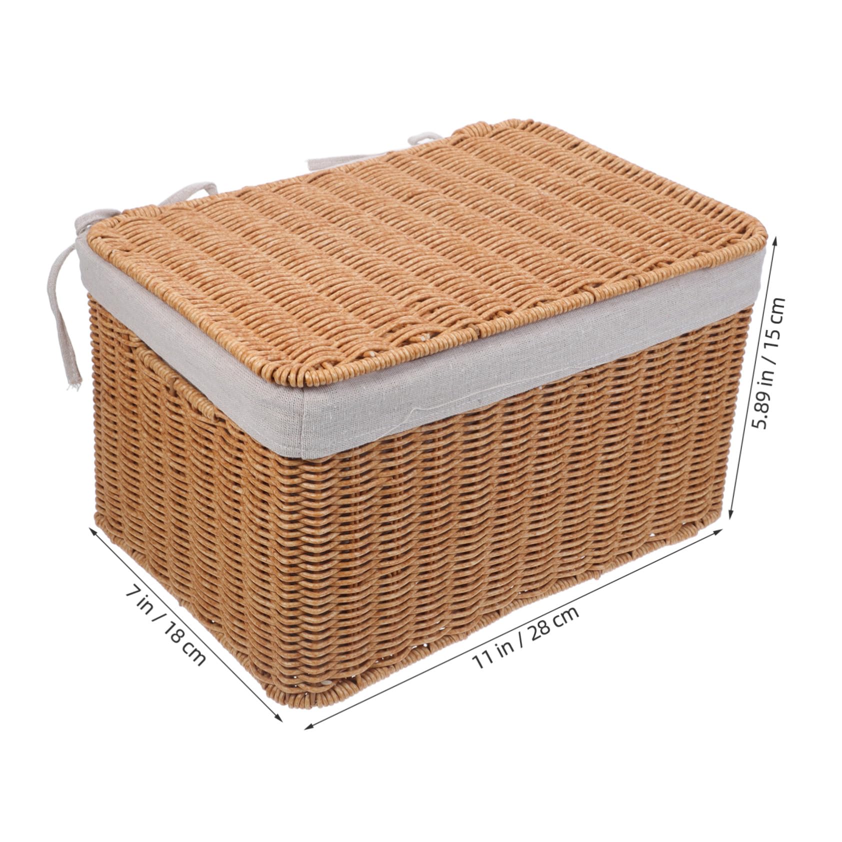 Hemobllo Cesta De Almacenamiento Tejida Mano Con Tapa Cesta De Mimbre Para Dormitorio Lavandería y Cocina Organizador Con Asas y Forro Para Artículos Diversos y Ropa De Cama