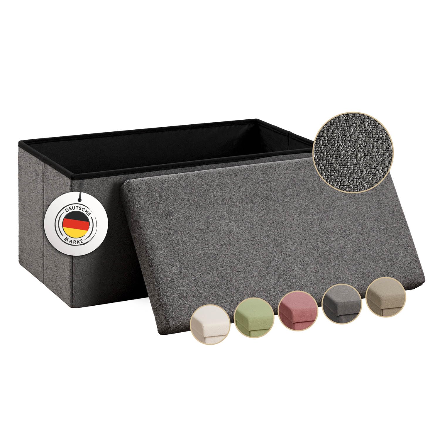 Laleni Sitzbank mit Stauraum groß - Truhenbank mit Stauraum 76x38 cm - Sitztruhe mit Stauraum - Bequemer Hocker mit Stauraum - Aufbewahrungsboxen Kinderzimmer - Storage Bench - Sitzbox in Taupe