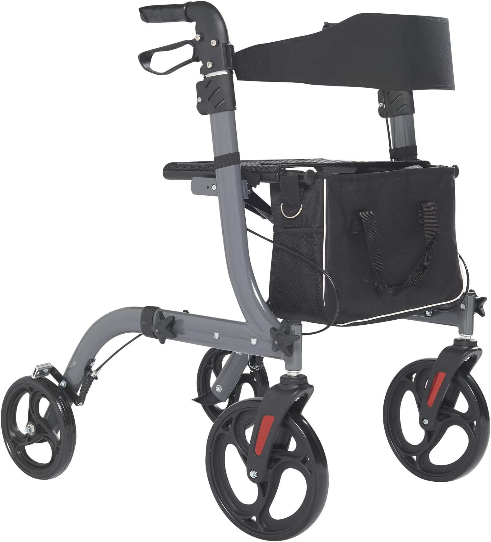 Panana Lightweight Folding Rollator, 4 Wheels Mobility Walker with Seat, Break, Adjustable Handle, Cane Holder & Storage Bag,Foldable Walking Aid (Blue Color)