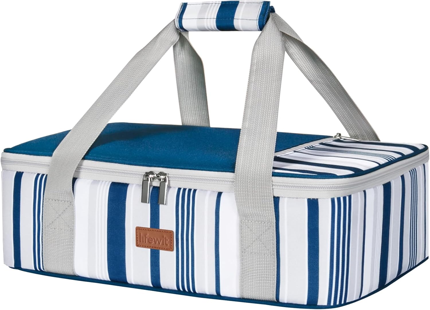 Lifewit Insulated Single Decker Casserole Carrier for Hot or Cold Food, Casserole Dish Carrying Case, Lasagna Holder for Potluck Parties, Picnic and Cookouts, Fits 9"x13" Baking Dish, Blue