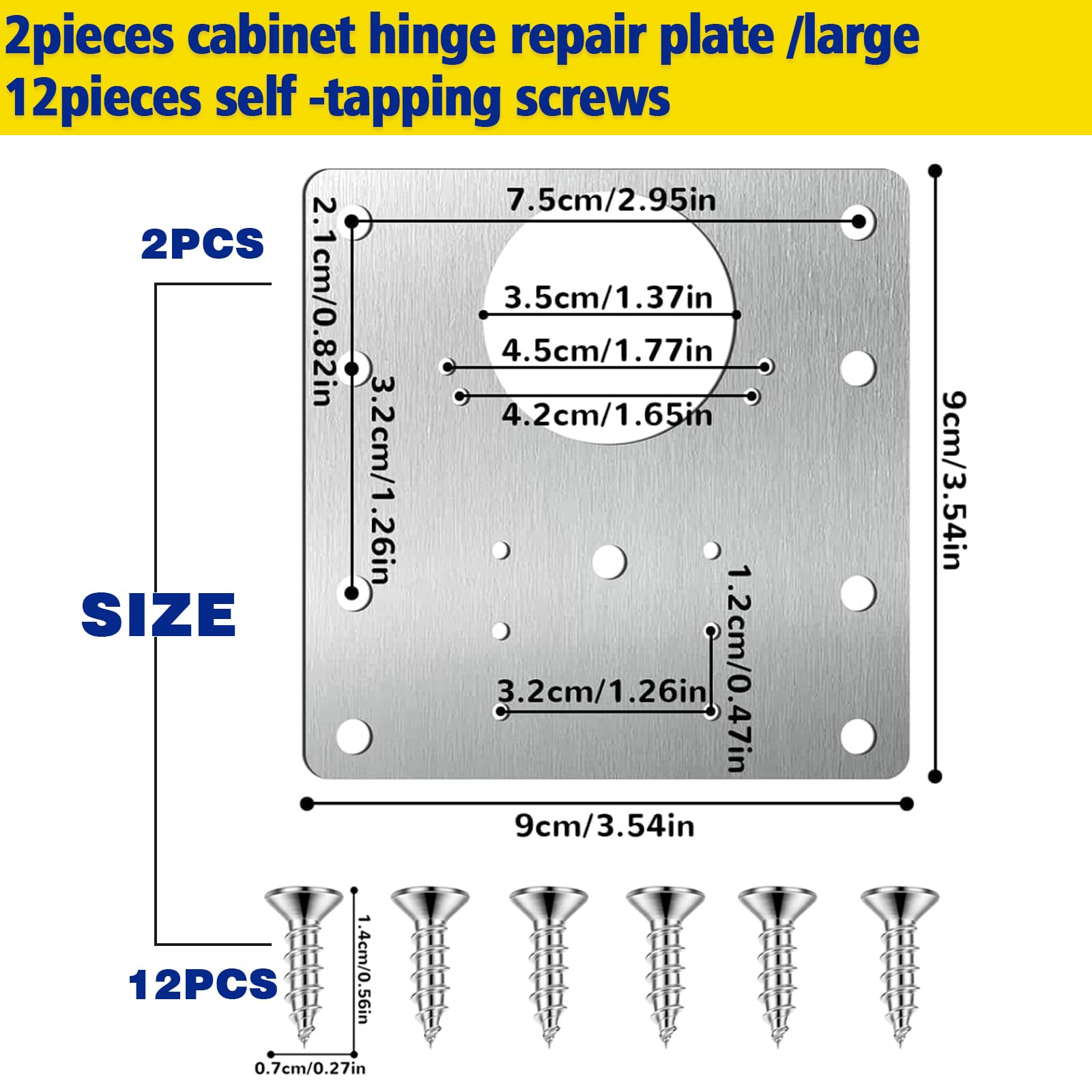 Armario placa de reparación de bisagras，reparación con tornillos de fijación para muebles de madera, cocina, armarios, muebles (2)