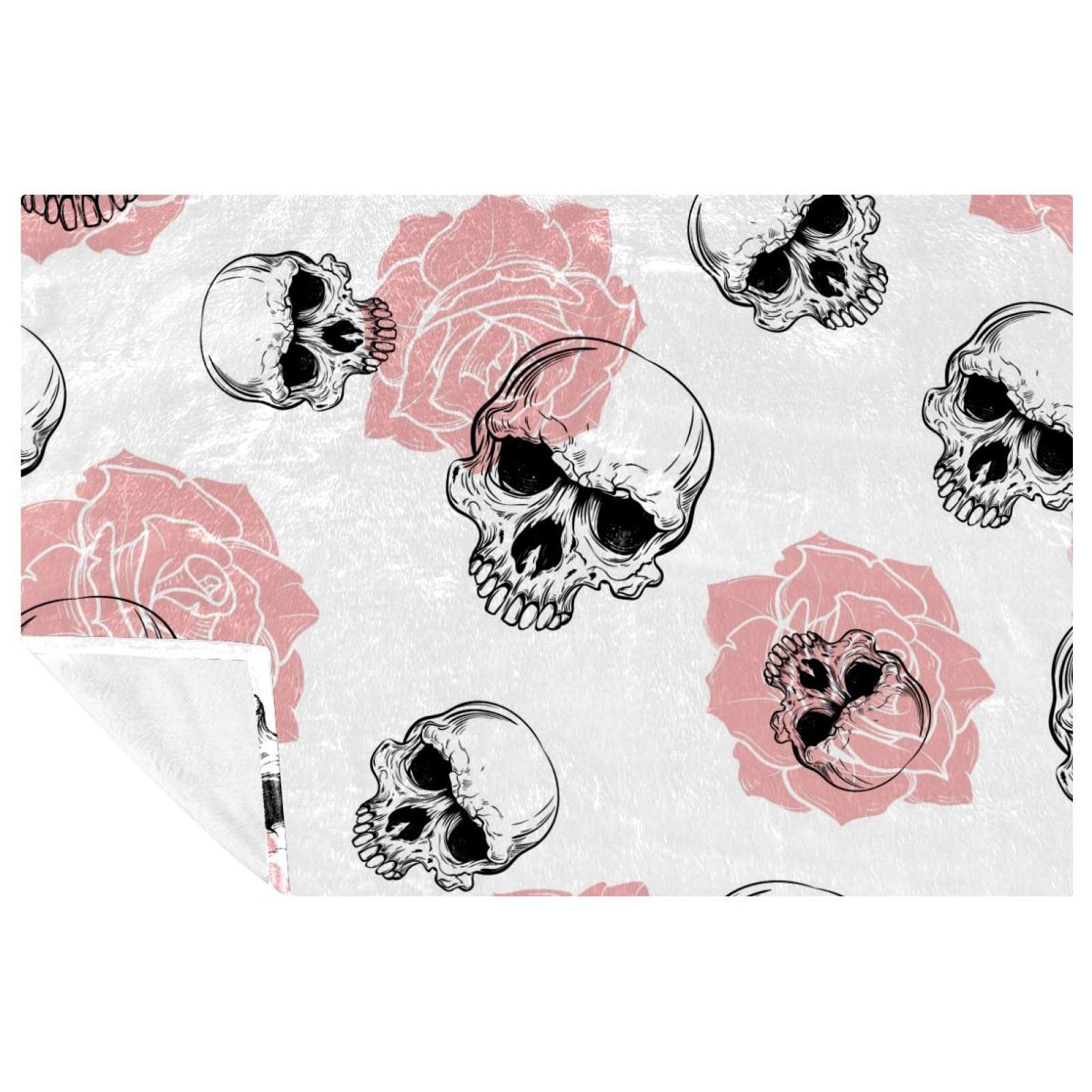 Couverture chaude pour lit contre le froid plaid tête de mort 150x100