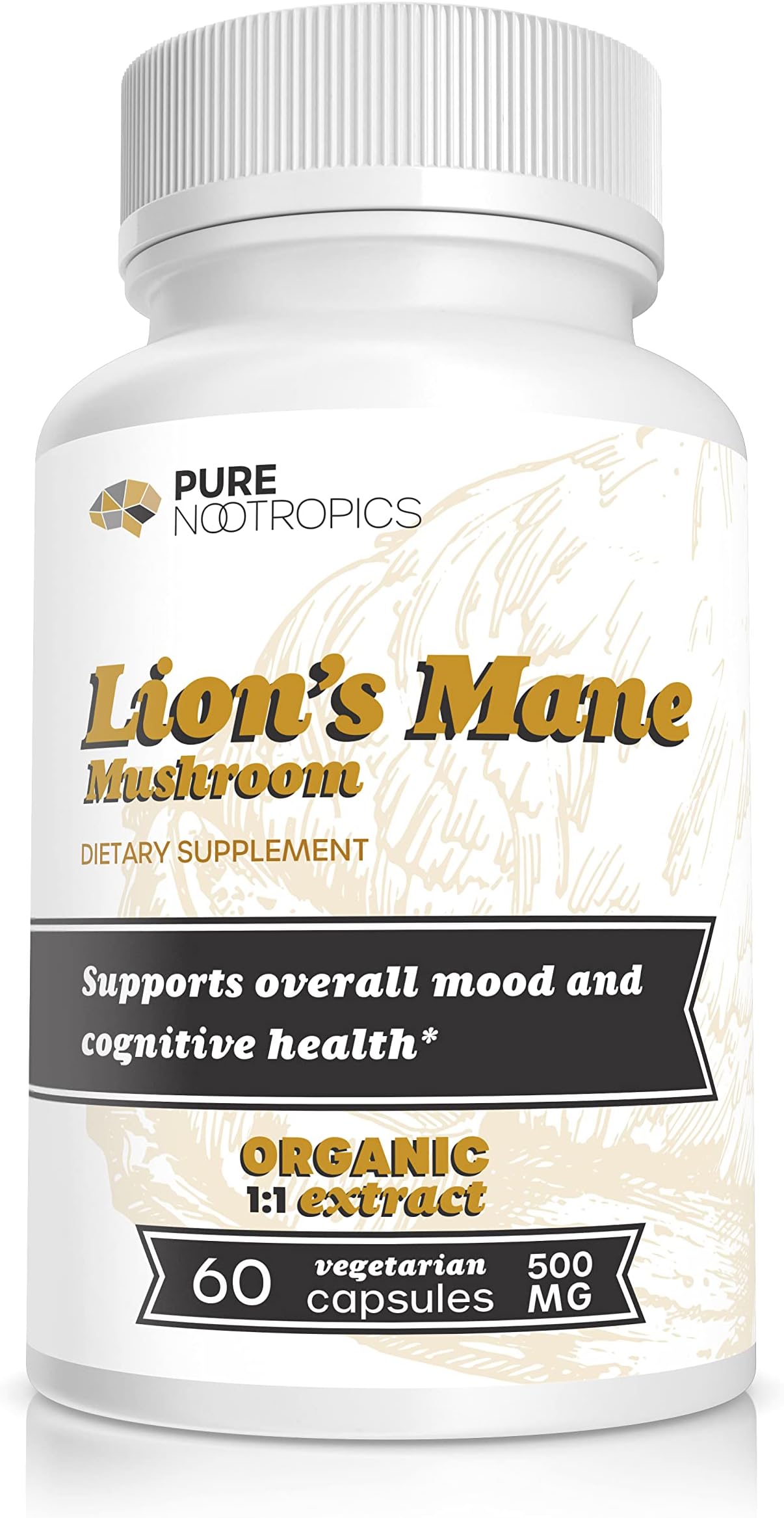 Lion's Mane Mushroom 500 mg Capsules | 60 Veggie Caps | Superior Organic Sourcing | Brain Health | in House & Rigorous 3rd Party Testing for Higher Purity & Potency