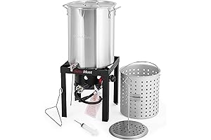 30 QT. Seafood Boil Pot with Basket and Burner Kit