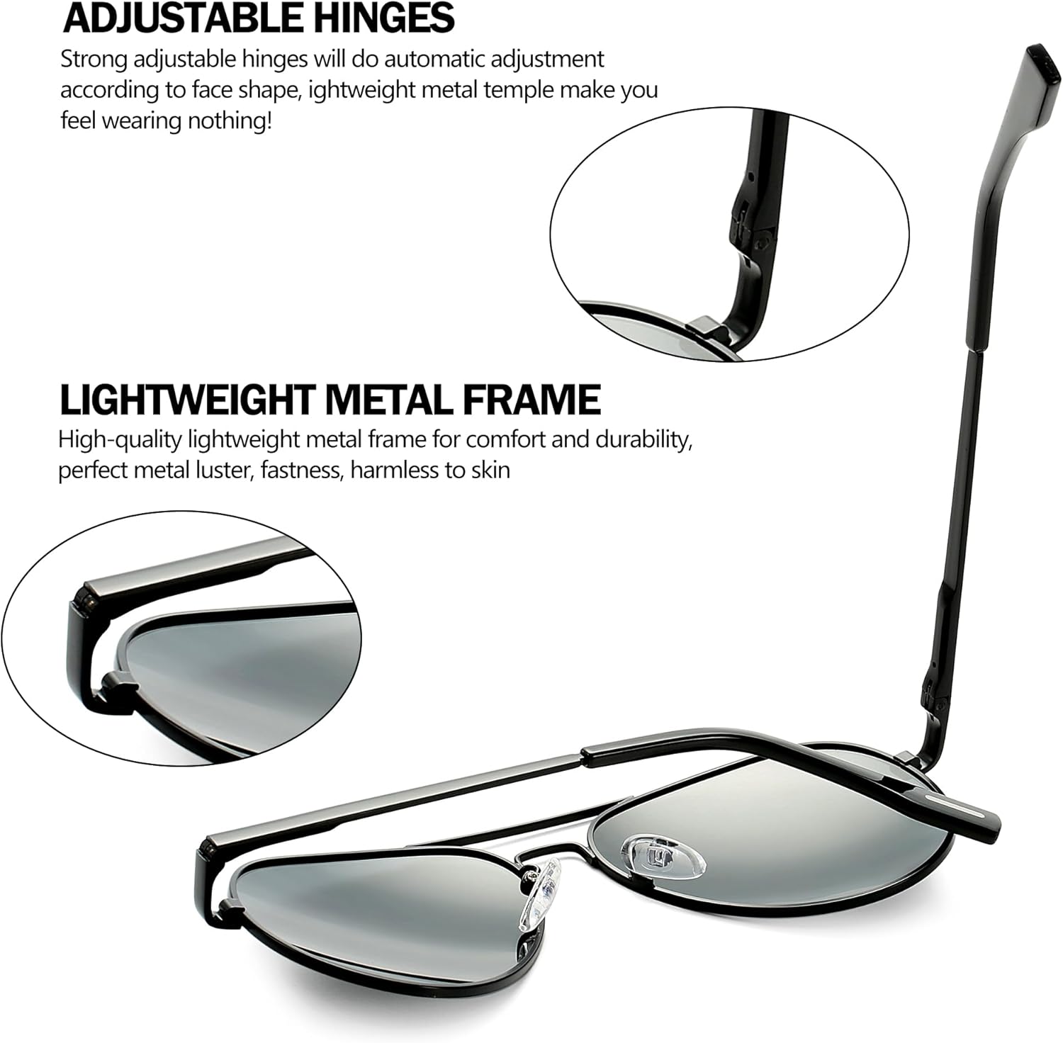 NULOOQ Extra Small Aviator Polarized Sunglasses for Small Face Women Men Juniors and Kids 52mm & 58mm - Image 5