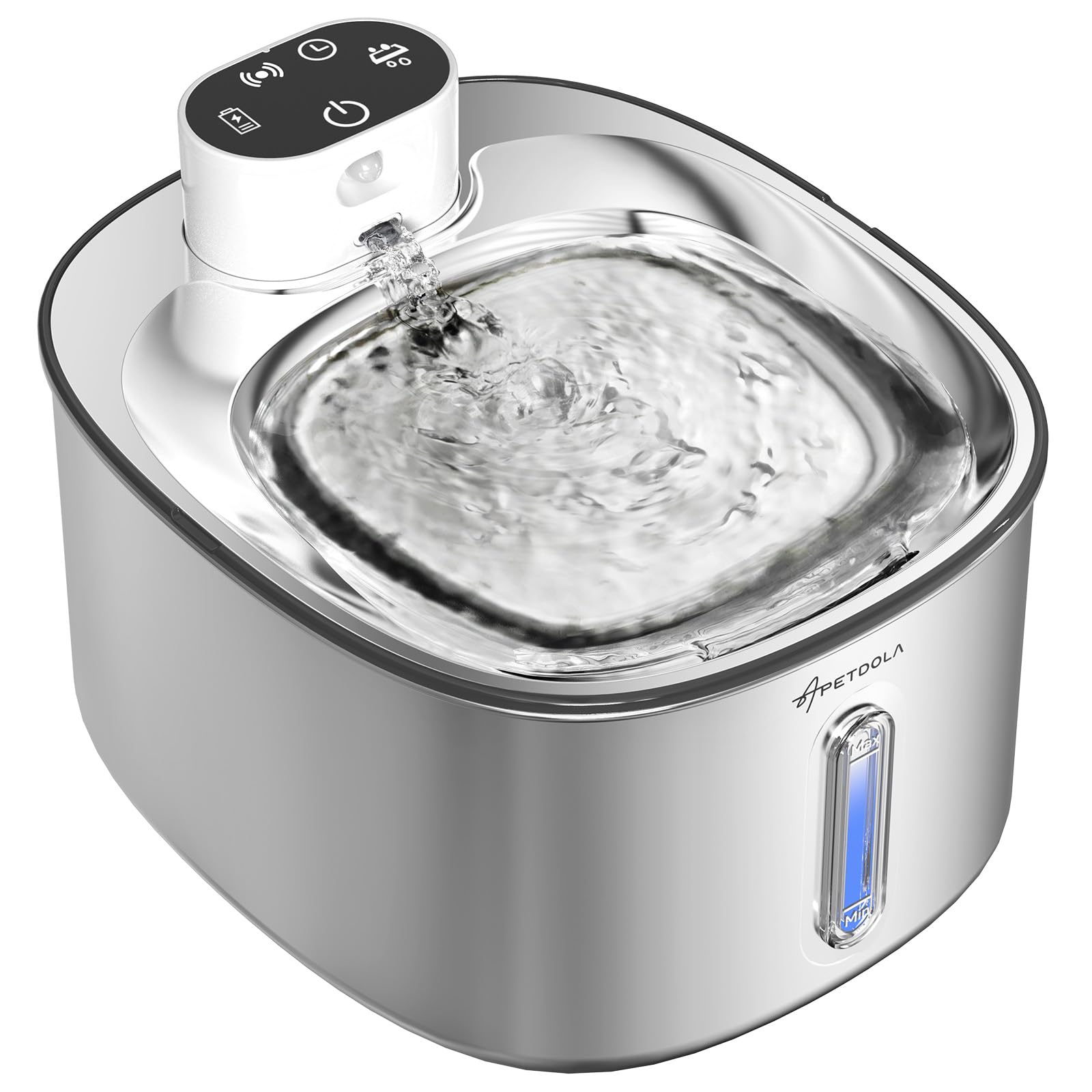 Apetdola FS11PRO Cat Water Fountain Stainless Steel, 152fl-oz/4.5L Wireless Cat Fountain,5000mAh Battery Operated Pet Water Fountain for Cats Dogs,Ultra Quiet