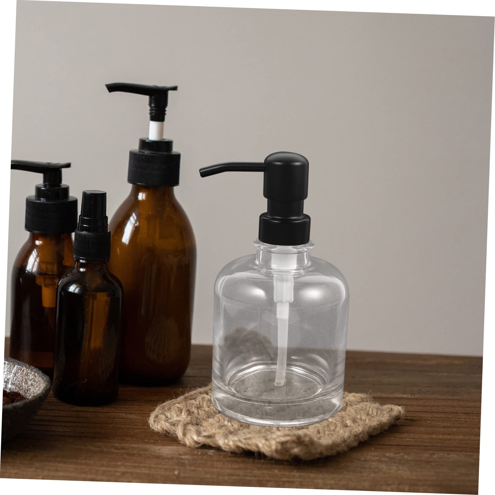 Dispensador de Champú 2 Piezas de Vidrio Transparente con Bomba