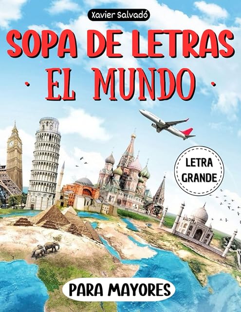 Portada de SOPA DE LETRAS PARA MAYORES CON LETRA GRANDE: sopa de letras EL MUNDO estimulación cognitiva y memoria