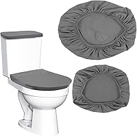 Tyqour Grey Toilet Lid & Tank Cover Set - Universal Elastic Fit, Durable Polyester for Bathroom Decor & Protection