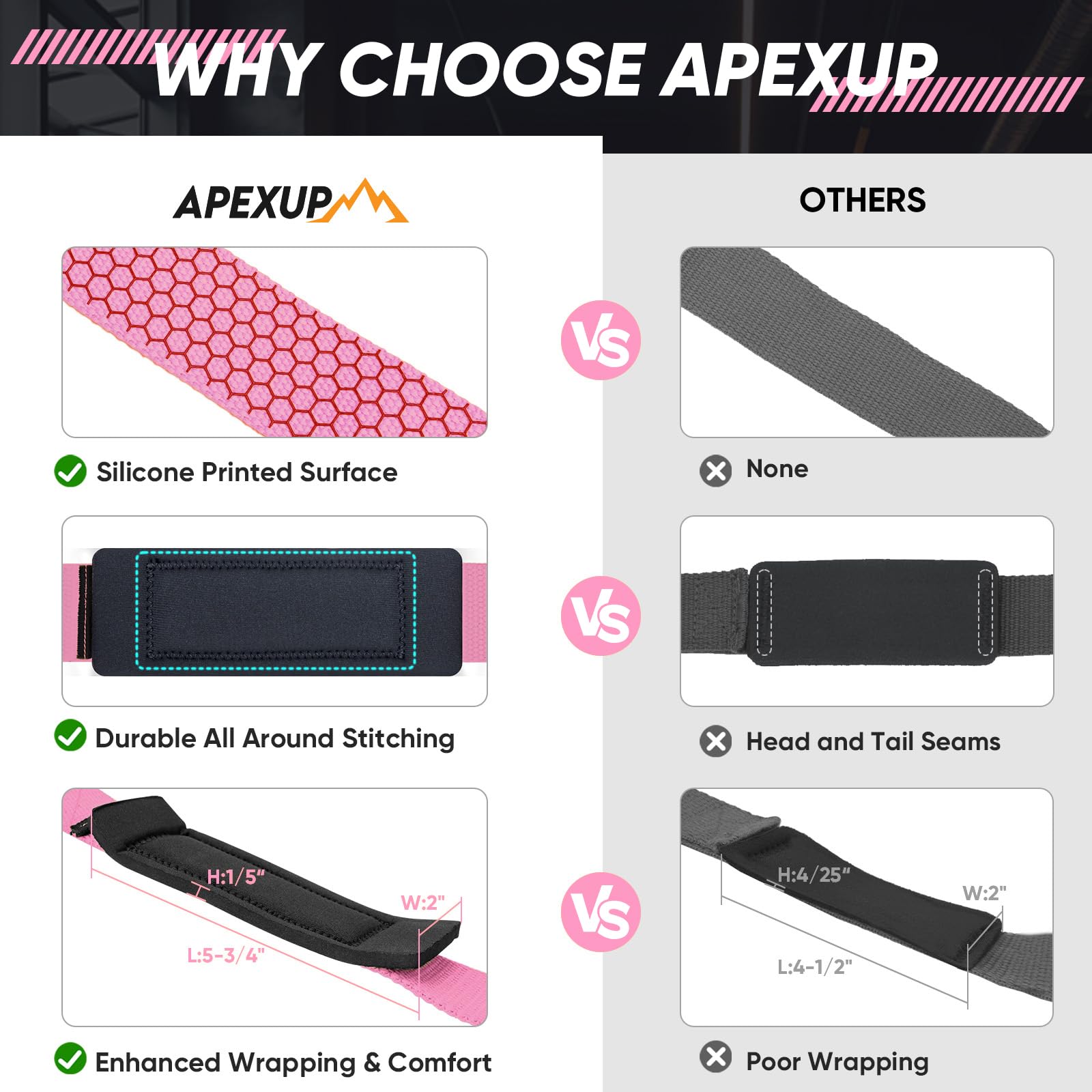 APEXUP Correas de levantamiento con neopreno acolchado, silicona antideslizante y algodón de alta calidad, correas de muñeca para levantamiento de pesas, gimnasio, culturismo, levantamiento de