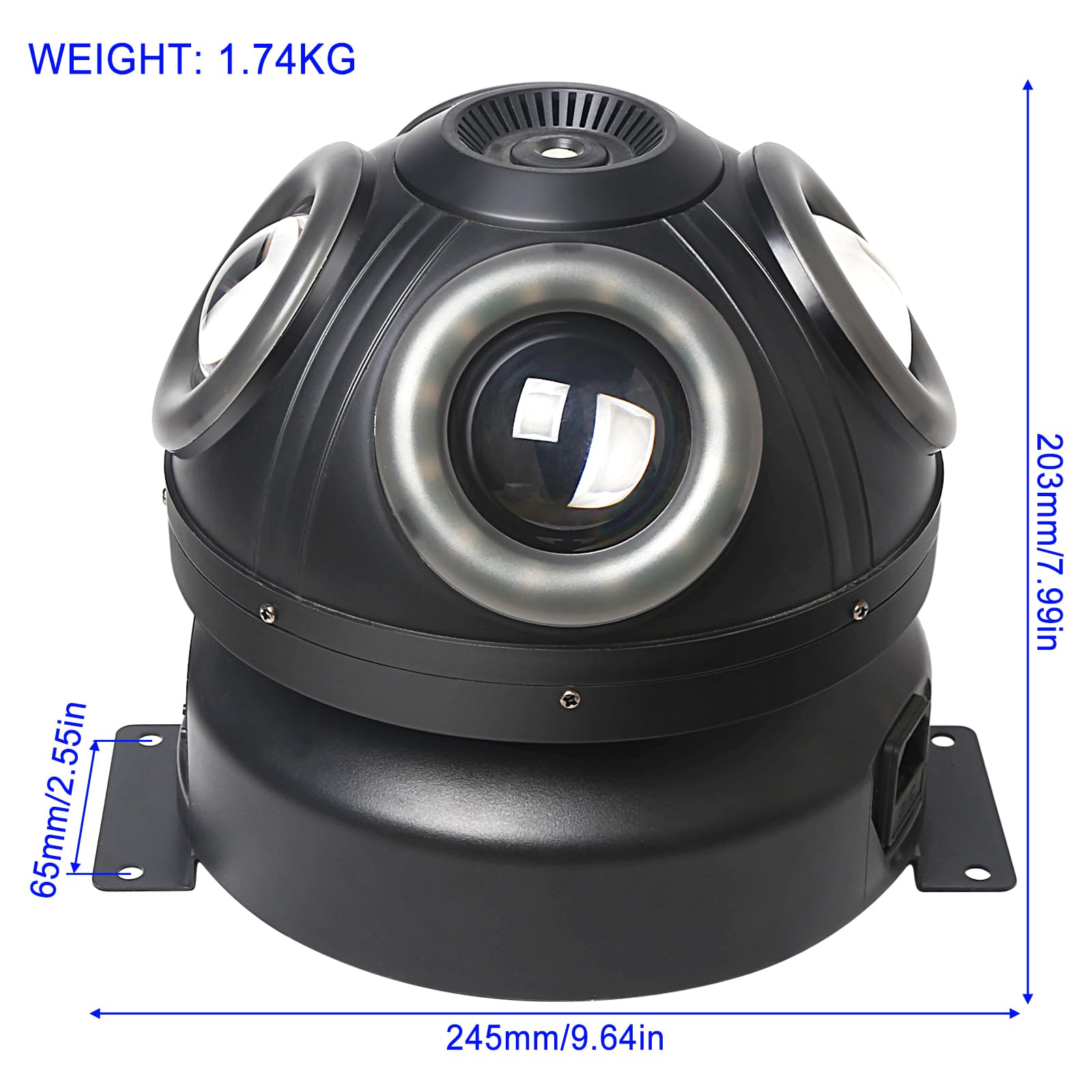 Bewegliches Kopflicht, 70 W RGBW 4-in-1-LED-DJ-Bühnenlichter, DJ-Lichter mit unendlicher Rotation und aktiviertem Ton für Hochzeits-DJ-Partys und Live-House