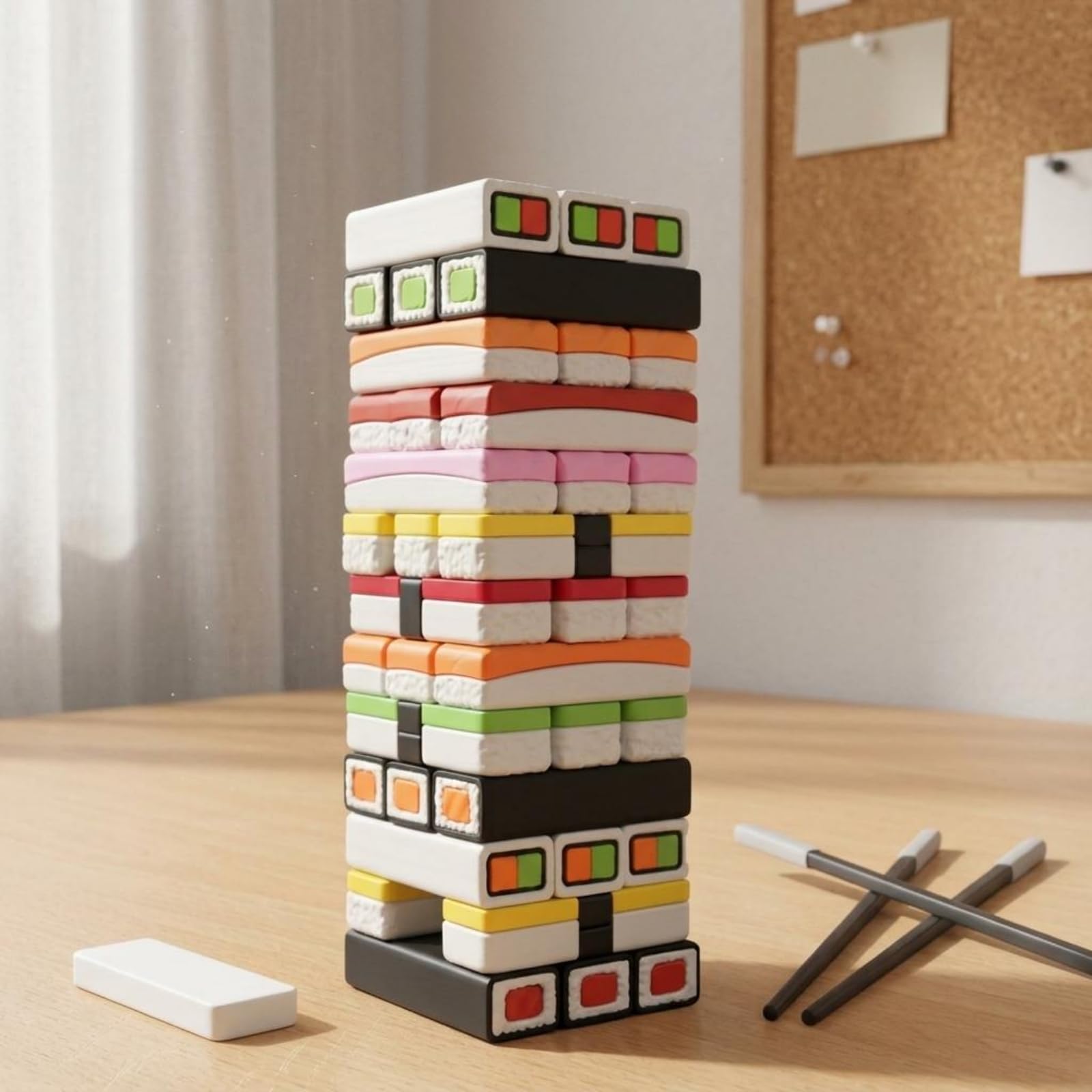 Sushi Stapelspiel Stapelblöcke Balancierspiel Geschicklichkeitsspiel Tischspiel mit Stäbchen aus Polymilchsäure Trainiert Präzise Handführung Und für Kinder Familien Erwachsene Spieleabende