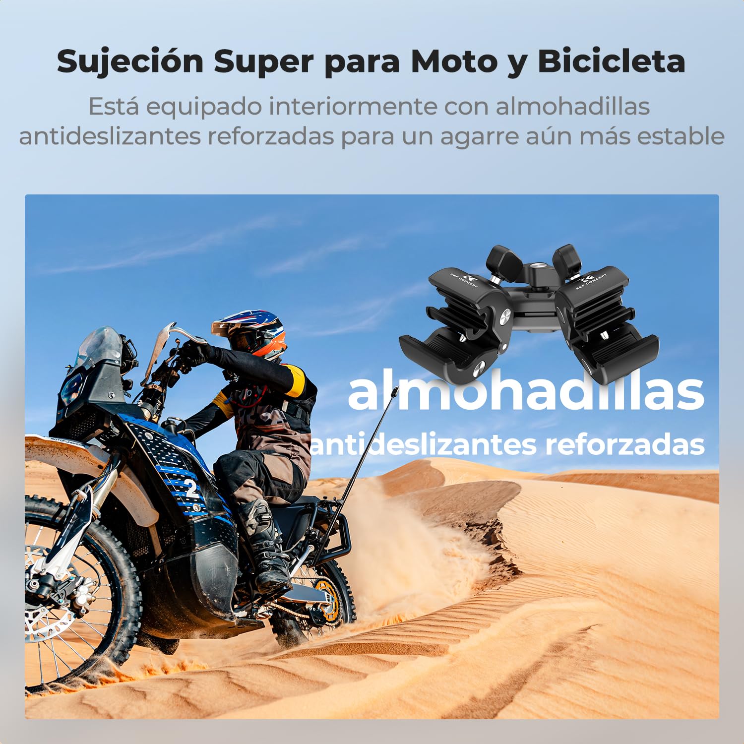 K&F CONCEPT Soporte de Cámara con Doble Abrazadera Súper y Cabezal de 360°, Montaje para Manillar de Bicicleta/Moto, para Poste, Trípode, Mesa, Bandera, Sombrilla — view 3