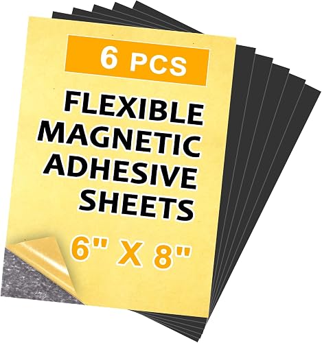 Towjug Magnetic Sheet with Adhesive Backing 6 x 8, 6 Pack