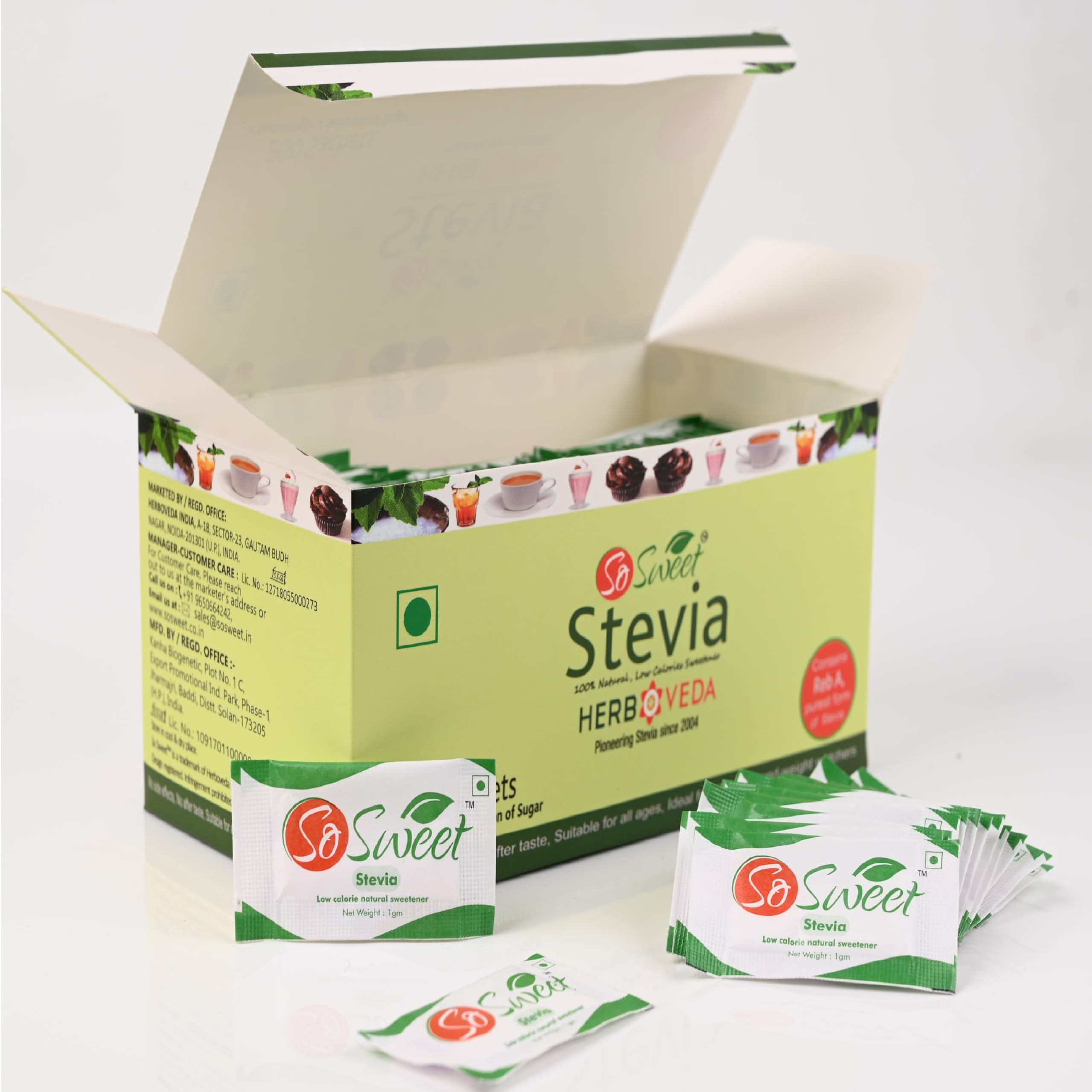 So Sweet Stevia Sachets Sugar Free Natural Low Calorie Sweetener -200 Sachets