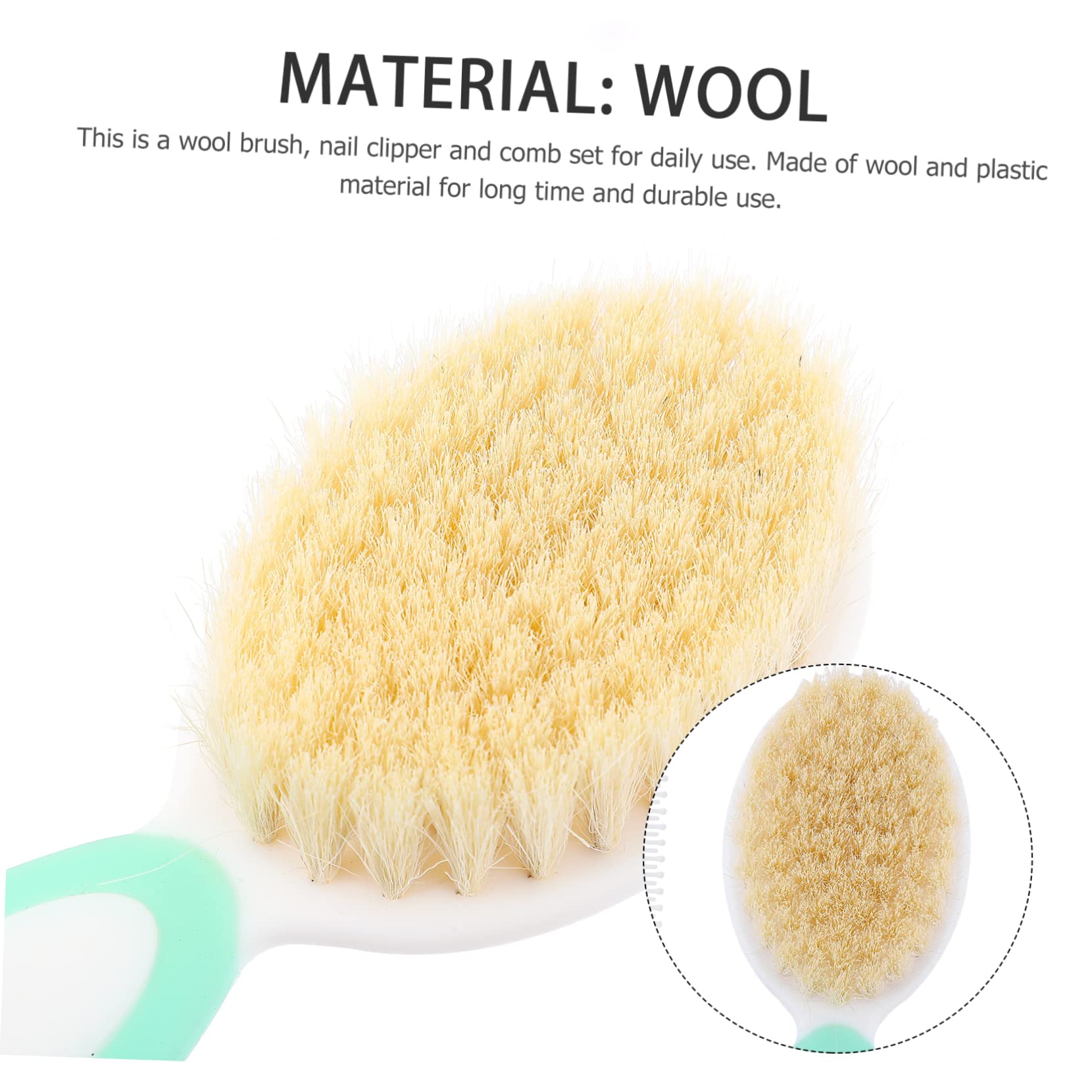 RORPOIR Infant Hair Brush Set Baby Shampoo Brush Comb Newborn Toddler Hair Care Gentle Wool Bristles Safe Scalp Massager