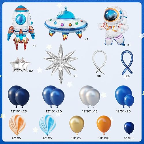 Miniatura 2 de Ouddy Party Kit de guirnalda de globos de decoración de fiesta del espacio exterior, suministros para fiesta de cumpleaños espacial, globos de látex