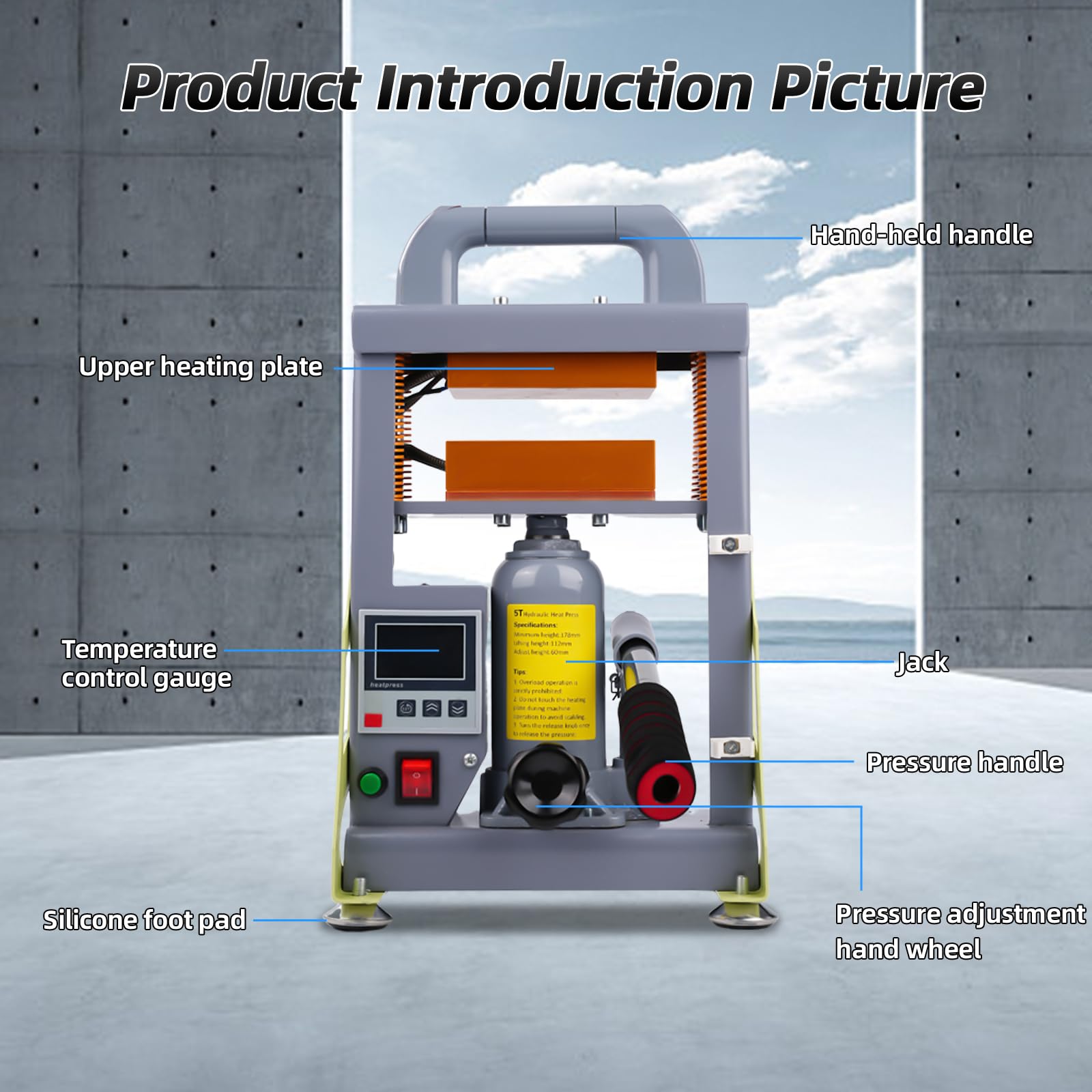 5 tonnellate di pressa a caldo idraulica manuale 600 W | doppia piastra di riscaldamento Macchina di estrazione di uvina ad alta efficienza per l'estrazione della resina per l'estrazione