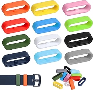 QfwdfcTrenz 12 Pcs Watch Band Holder Loop Multi-Color Smart Watch Security Bands Fastener Rings Replacement Watches Strap Holder Universal Fit Watchband Loops-22mm