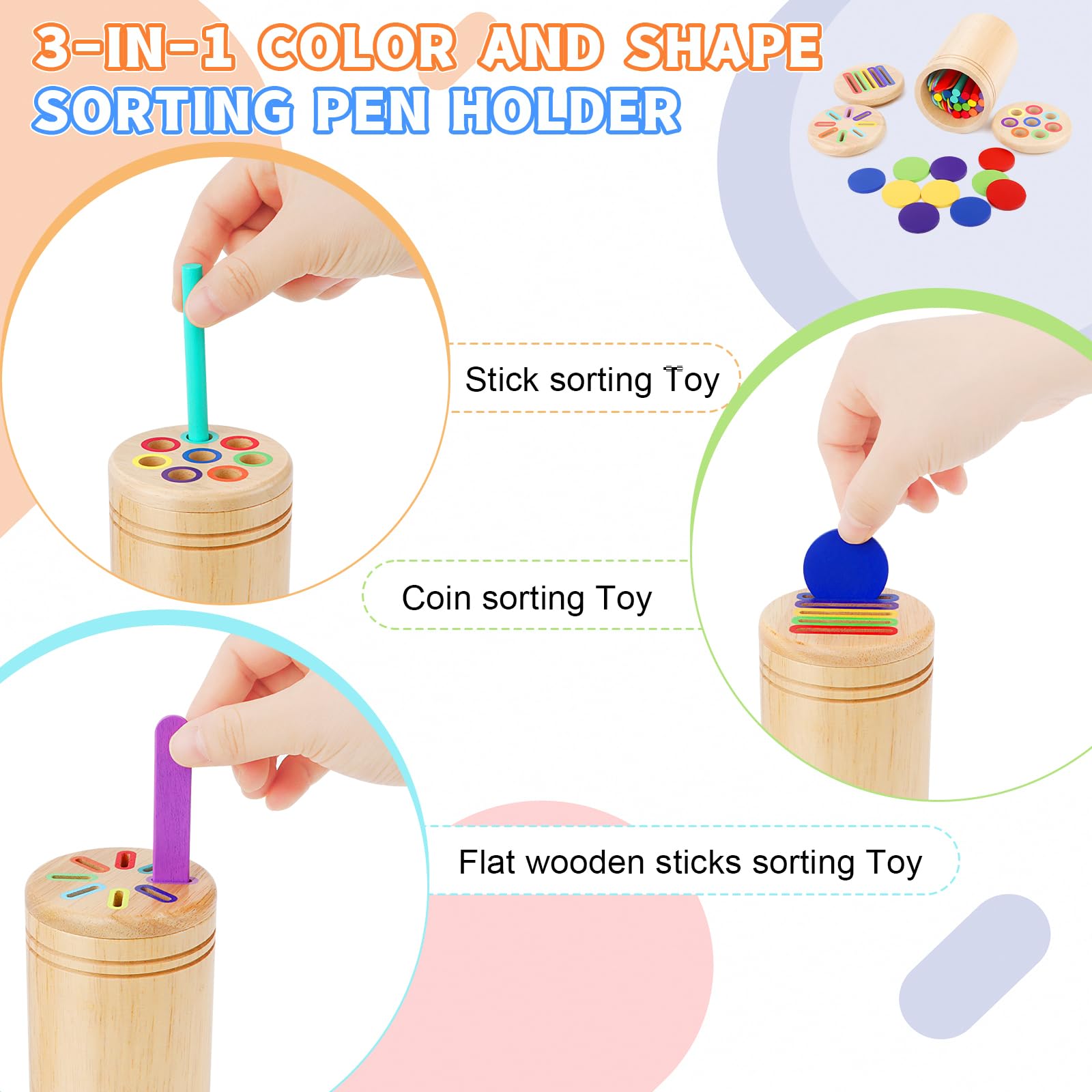 Jeux Montessori 1 2 3 Ans - Motricité Fine Tri Couleurs Formes En Bois Éducatif