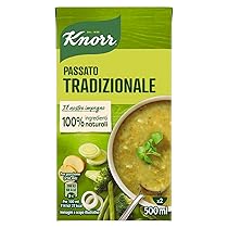 Knorr Passato di Verdure Tradizionale, Minestrone con 10 Verdure, 100% Ingredienti Naturali, Ricco di Fibre e Fonte di Proteine, Senza Conservanti Aggiunti, Senza Coloranti, Vegetariano, 500 ml
