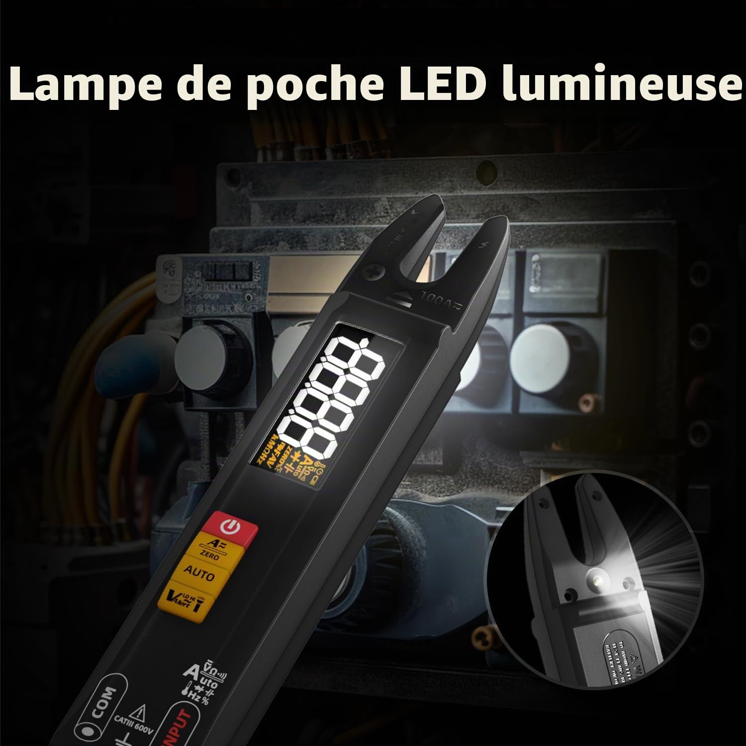 BSIDE U1 Multimètre Numérique Intelligent Pince Ampèremétrique Ouverte DC AC 6000 Comptes, Mini et Rechargeable, Testeur Automatique de Tension Courant Ohm Continuité, Testeur Capacité Diode Hz NCV