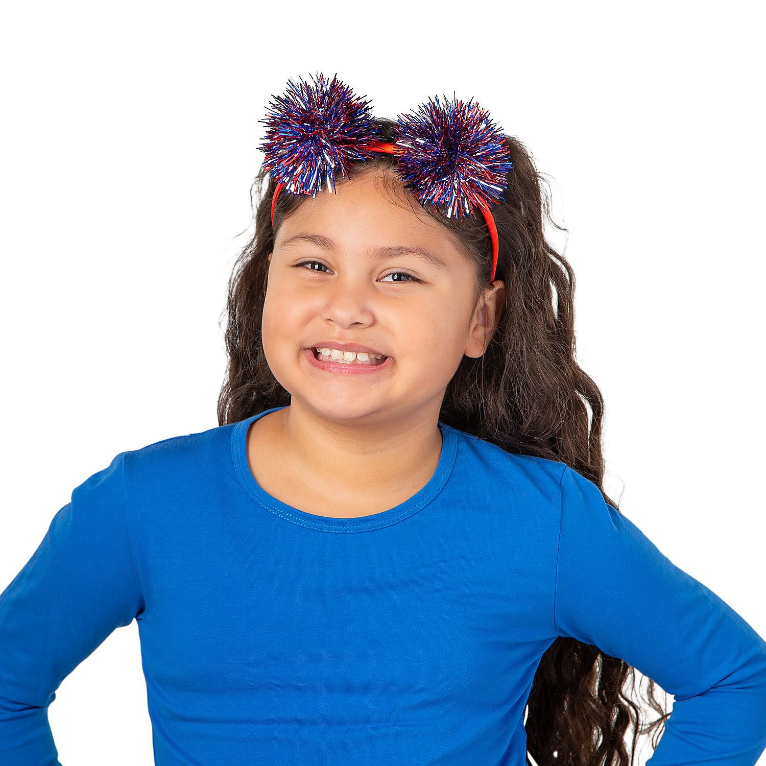 Fun Express Kids Patriotic Tinsel Ball Head Boppers - 12 Pc