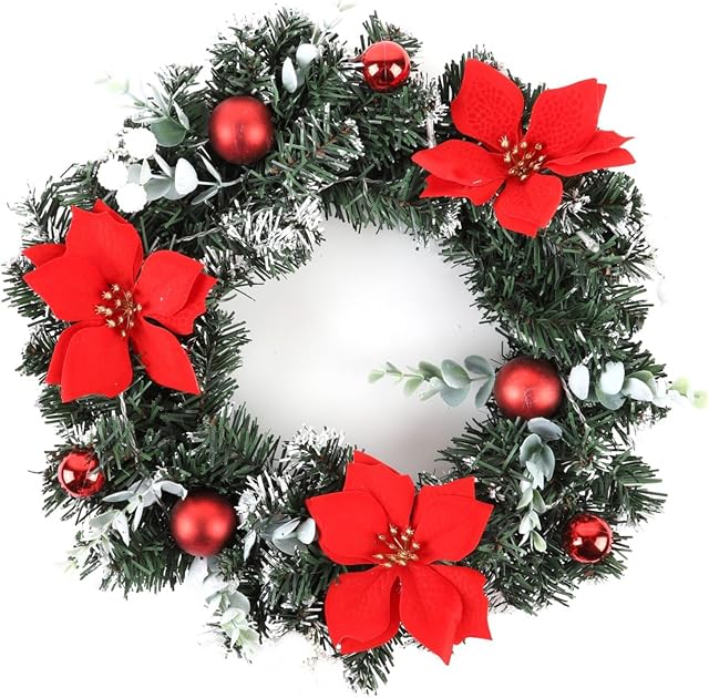 Christmas Wreath 30cm / 40cm / 45cm / 50cm Artificial Xmas Wreaths for Front Door Decorations Pumpkin Pinecone Ribbon Decorative Garland for Fall Autumn Winter Halloween Home Decor (F - 40cm)