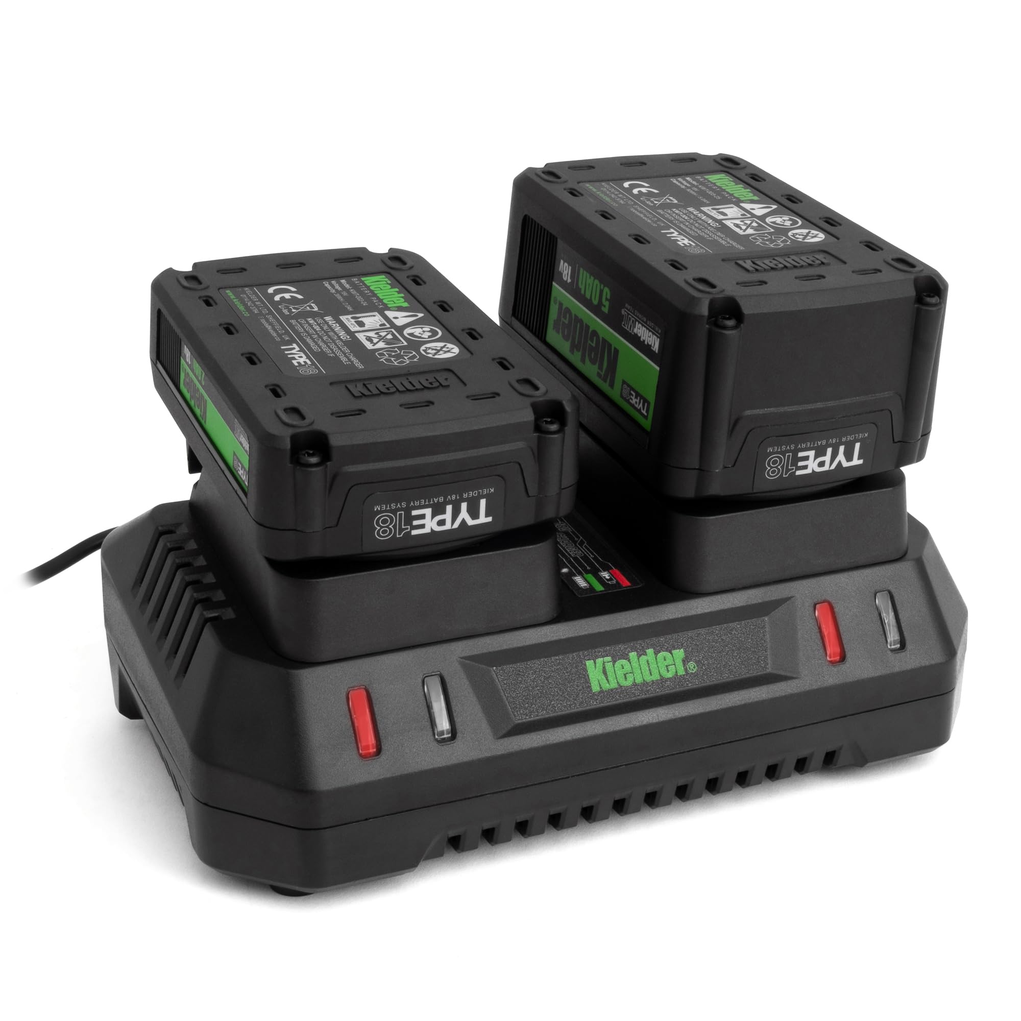 Kielder KWT-004-21 TYPE18 18V Dual Port Charger, Green - Image 4