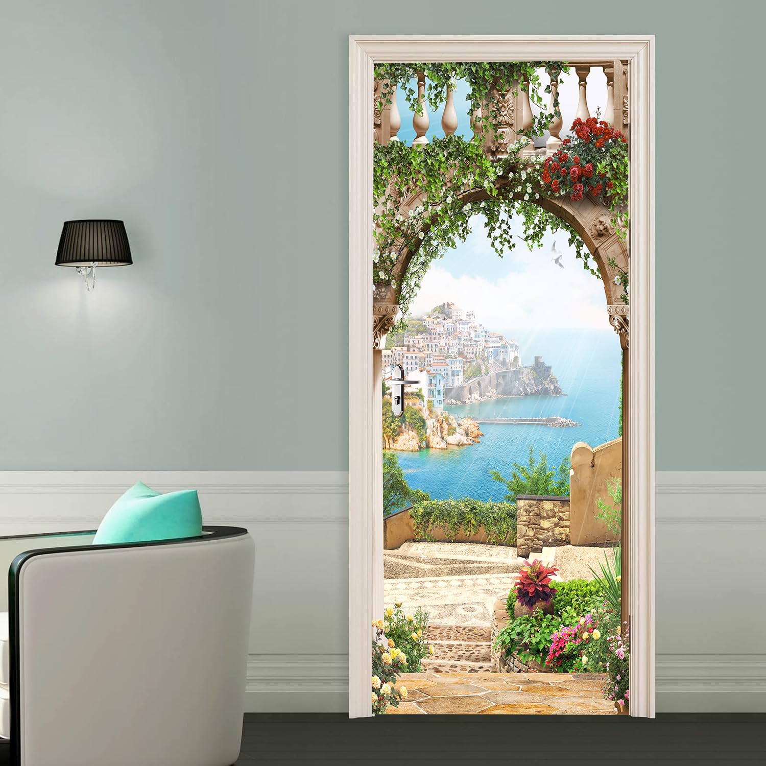 Autocollant de porte 3D impermeable et adhesif pour une decoration durable