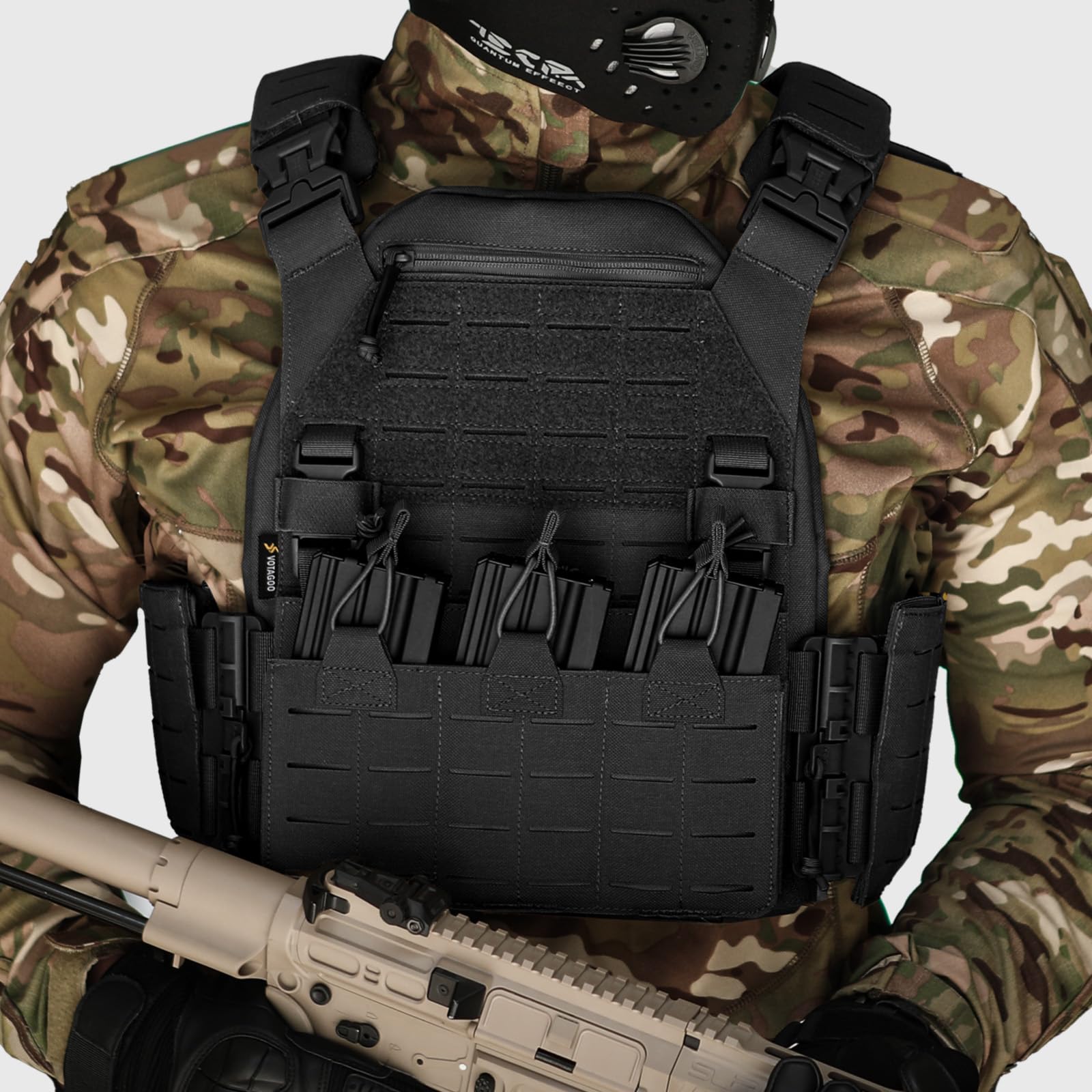 VOTAGOO Gilet tactique pour homme - Gilet militaire à bretelles - Gilet respirant - Paintball - Protège-poitrine