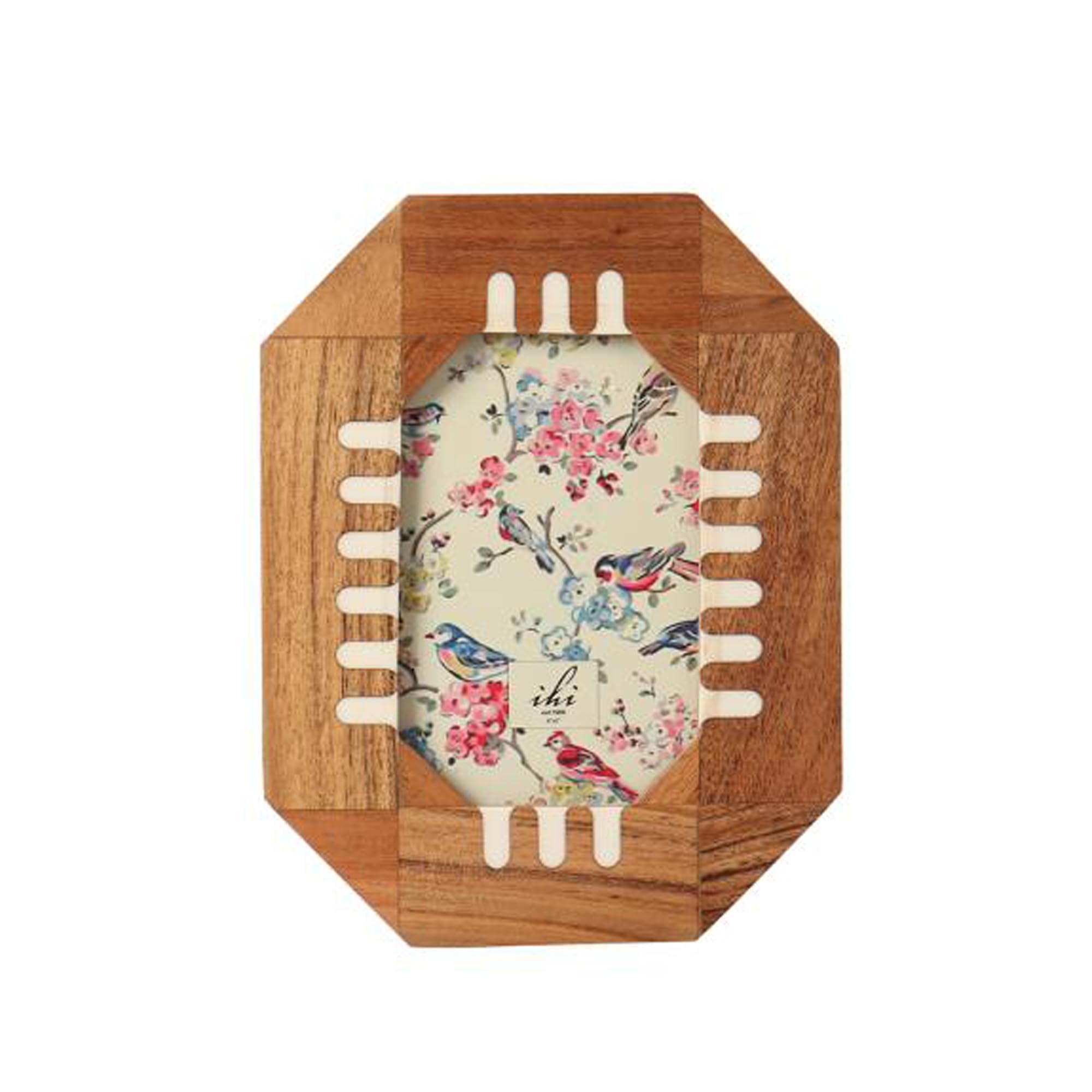 IHI EST. 1986 Geometric Wooden Photo Frame, 4 x 6 Inch Picture Frame with Octagonal Design and Decorative Cutout Details, Tabletop Frame for Home Office Décor