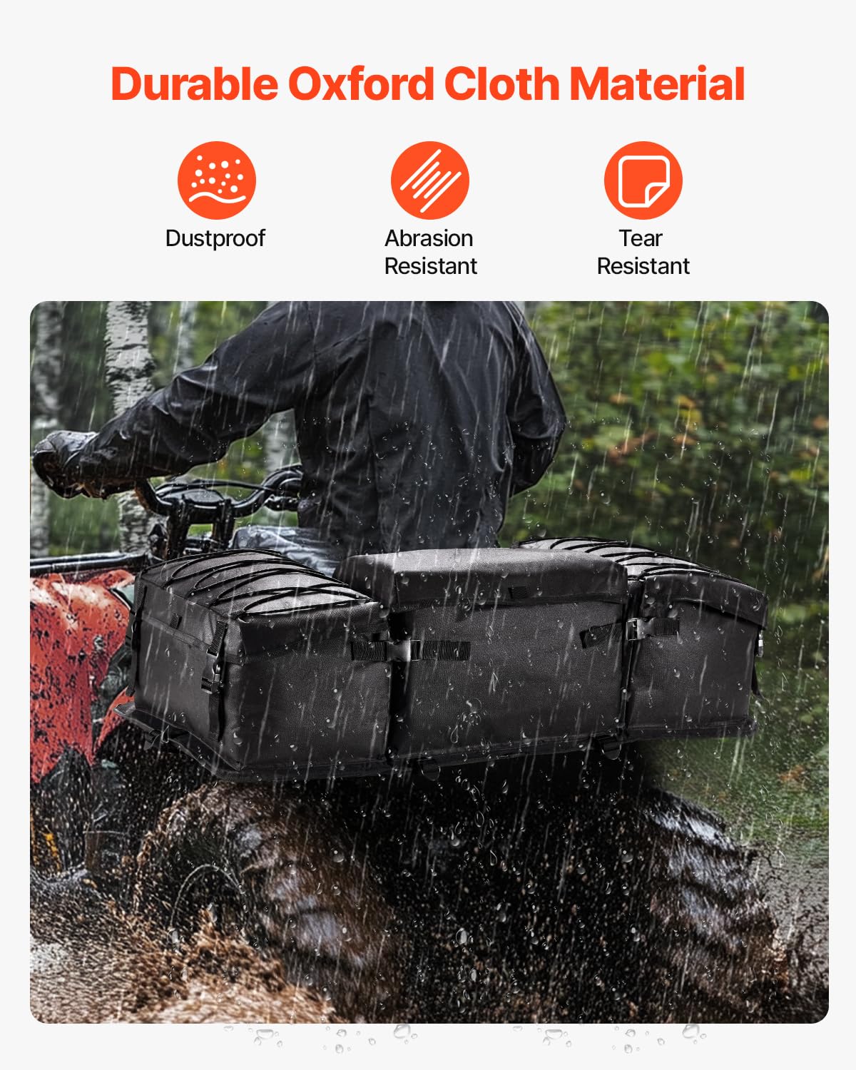 VEVOR Borsa Portaoggetti Posteriore ATV 50 L Tessuto Oxford 600D con Cuscino in Spugna e Portabottiglie