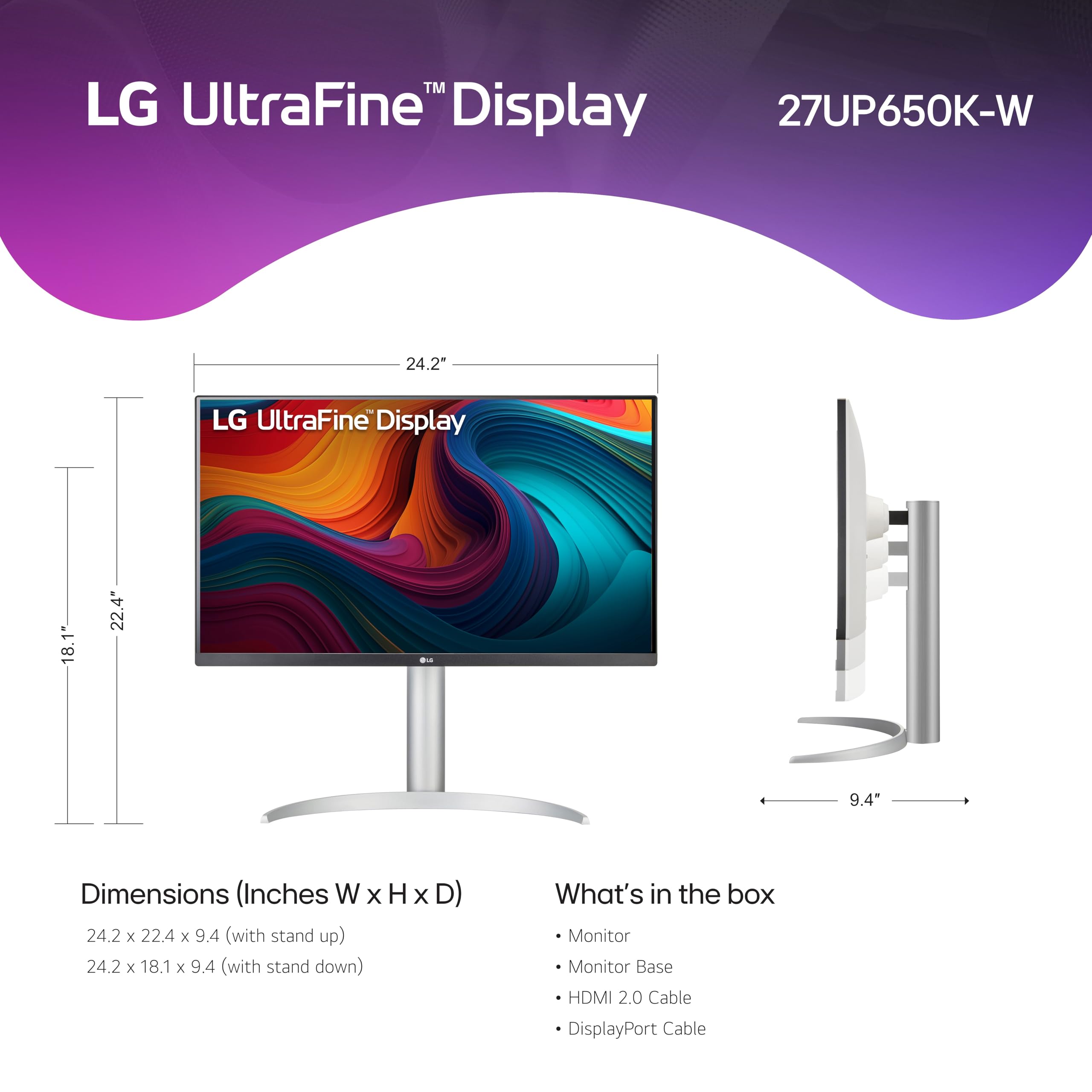Amazon.com: LG 27UP650K-W 27-inch Ultrafine 4K UHD (3840 x