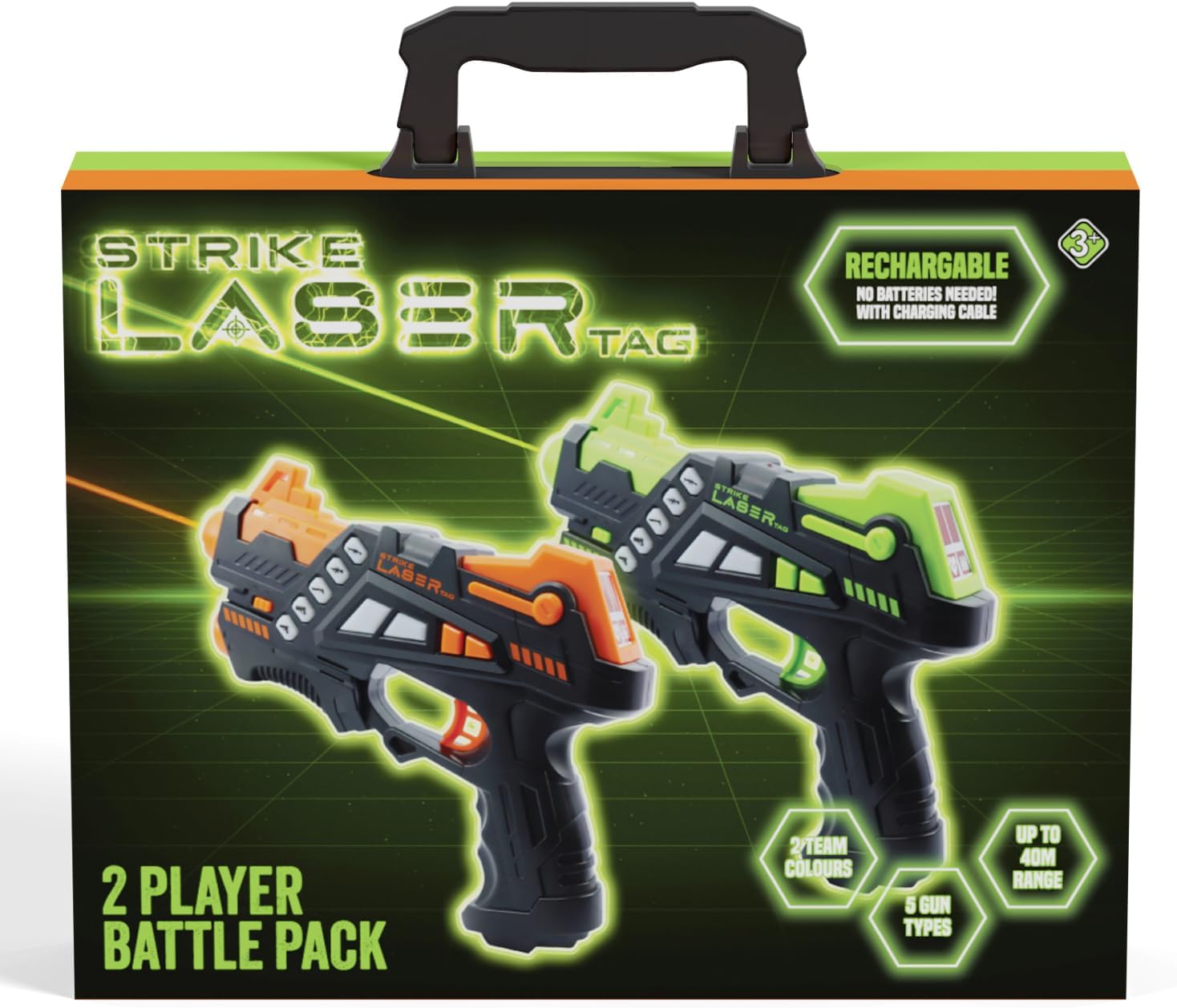 Rechargeable Guns Set - Infrared 2 Multi-Player Pack & Deluxe Carry Case - Laser Tag Game For Kids