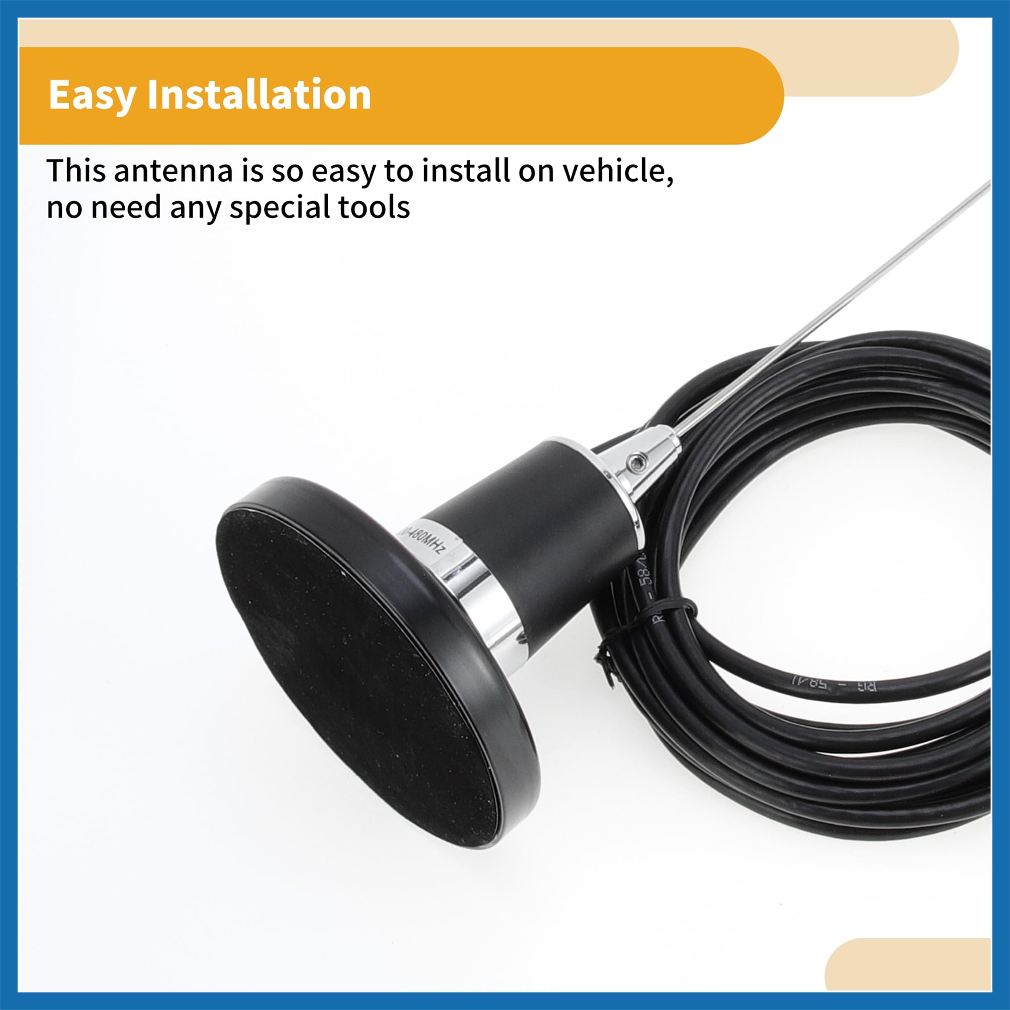 A ABSOPRO 1 Juego Universal Ventosa Señal Antena Coche Camión 19.7" Montaje Antena Radio Coche Negra con Cable 196.9" Reemplazo de artículo