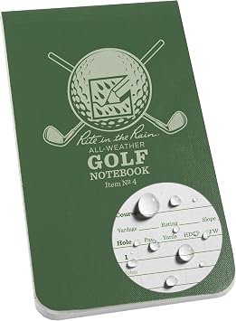 Rite in the Rain All Weather Golf Notebook, 3.5" x 6", Green Field Flex, Club Yardage Book & Hole Notes No. 4